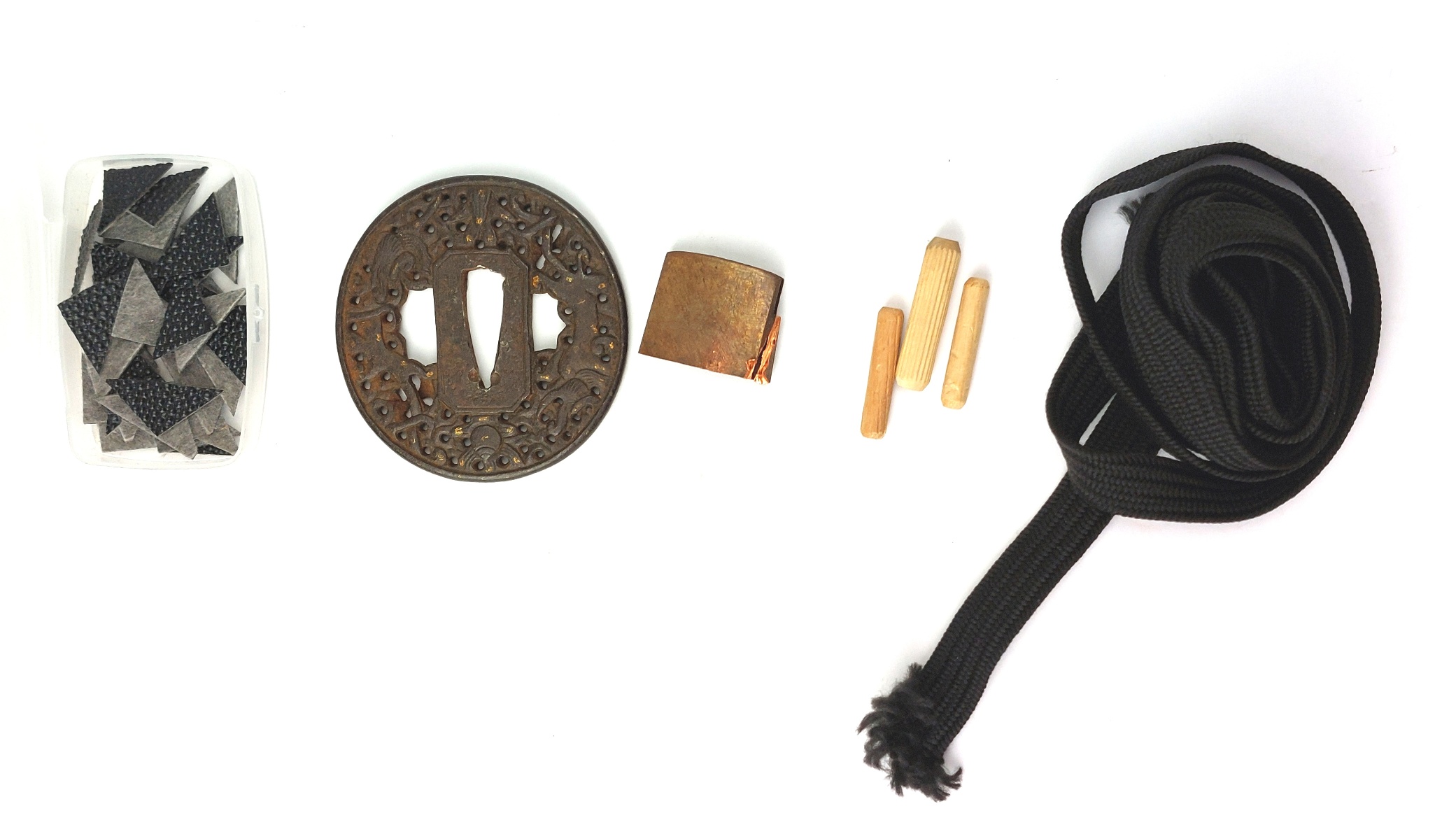 Japanese, Edo Style, Iron Sukashi Tsuba with Sword Mounting (11)