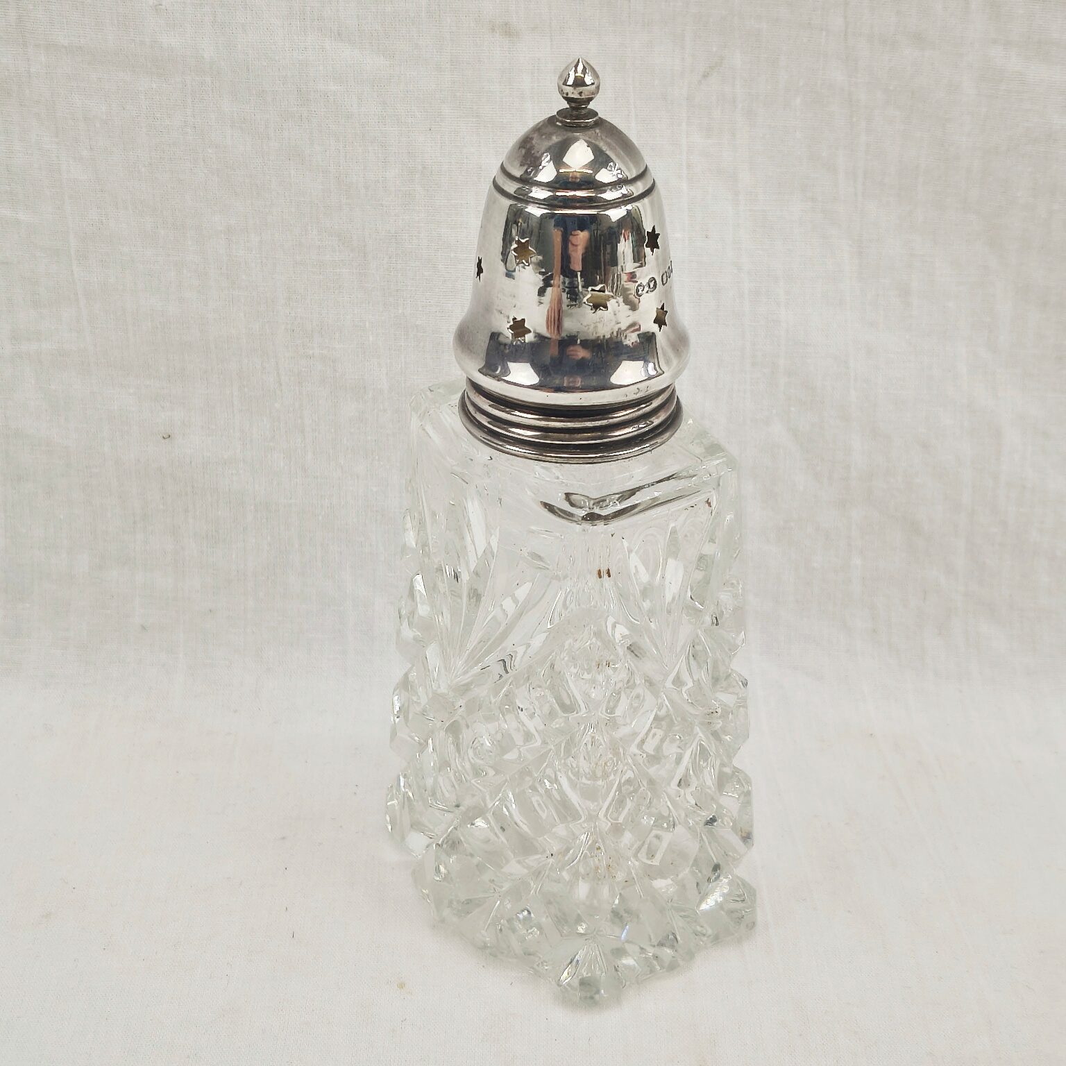 London 1905 Sterling Silver And Cut Glass Sugar Shaker 3