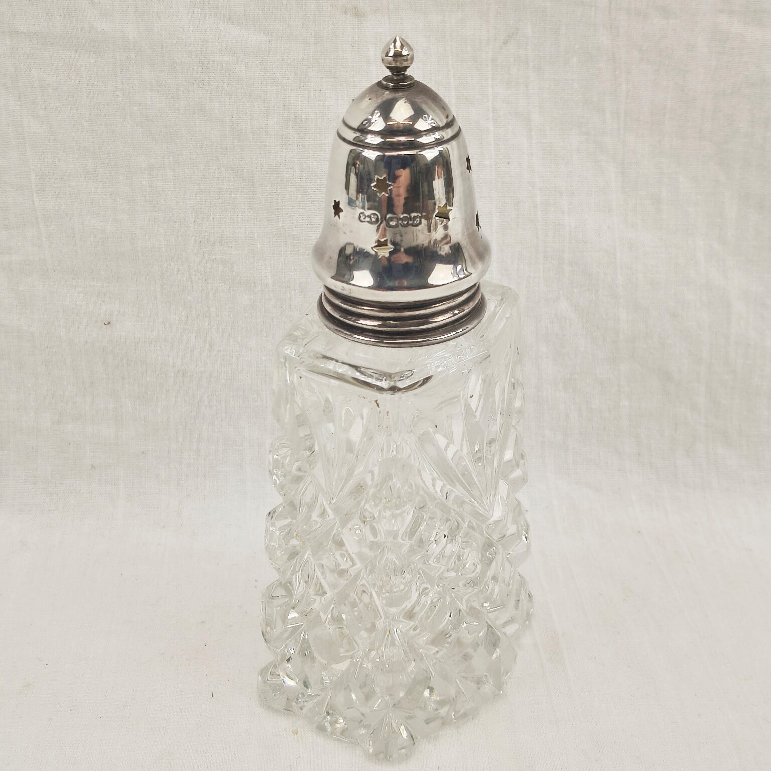 London 1905 Sterling Silver And Cut Glass Sugar Shaker 4