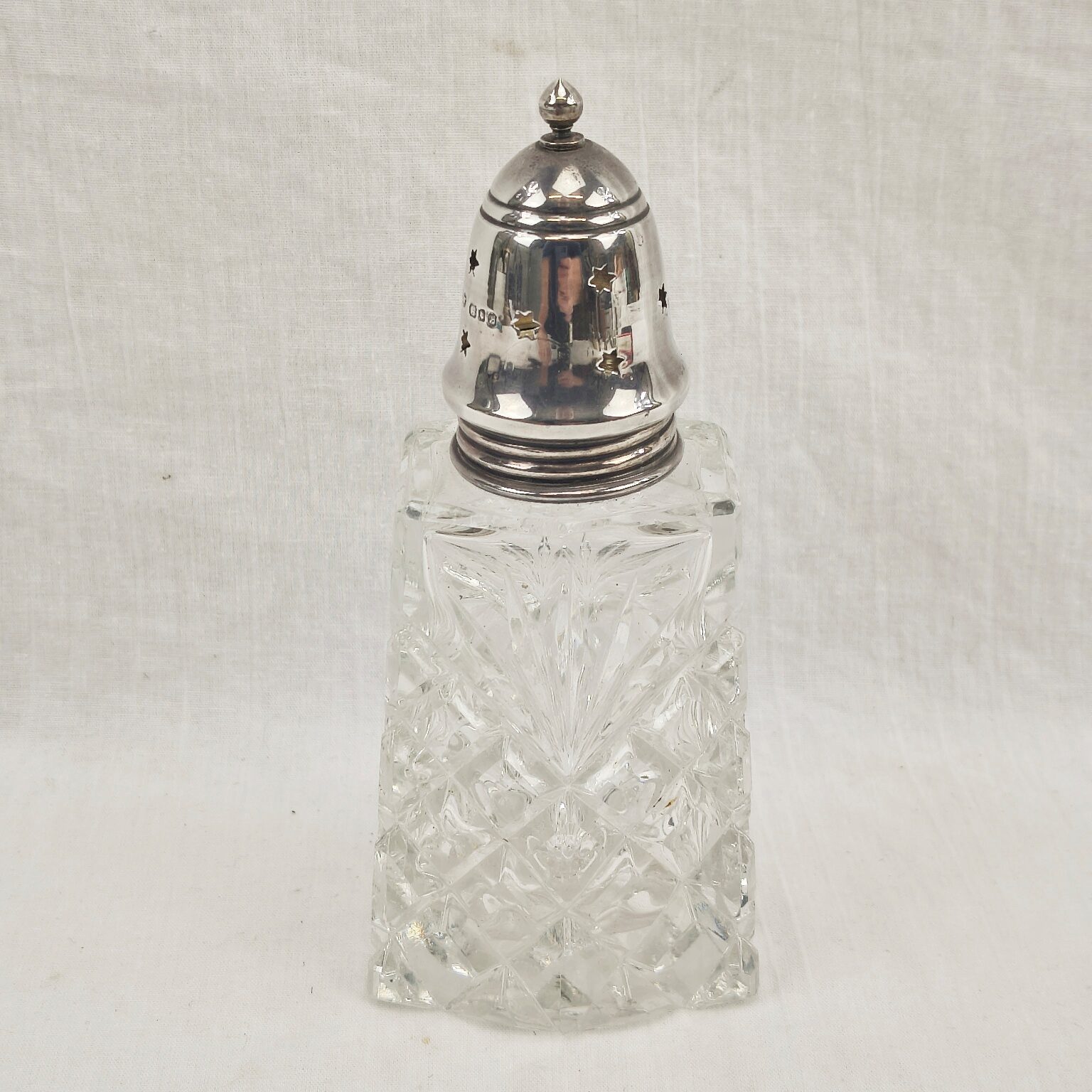 London 1905 Sterling Silver And Cut Glass Sugar Shaker 5