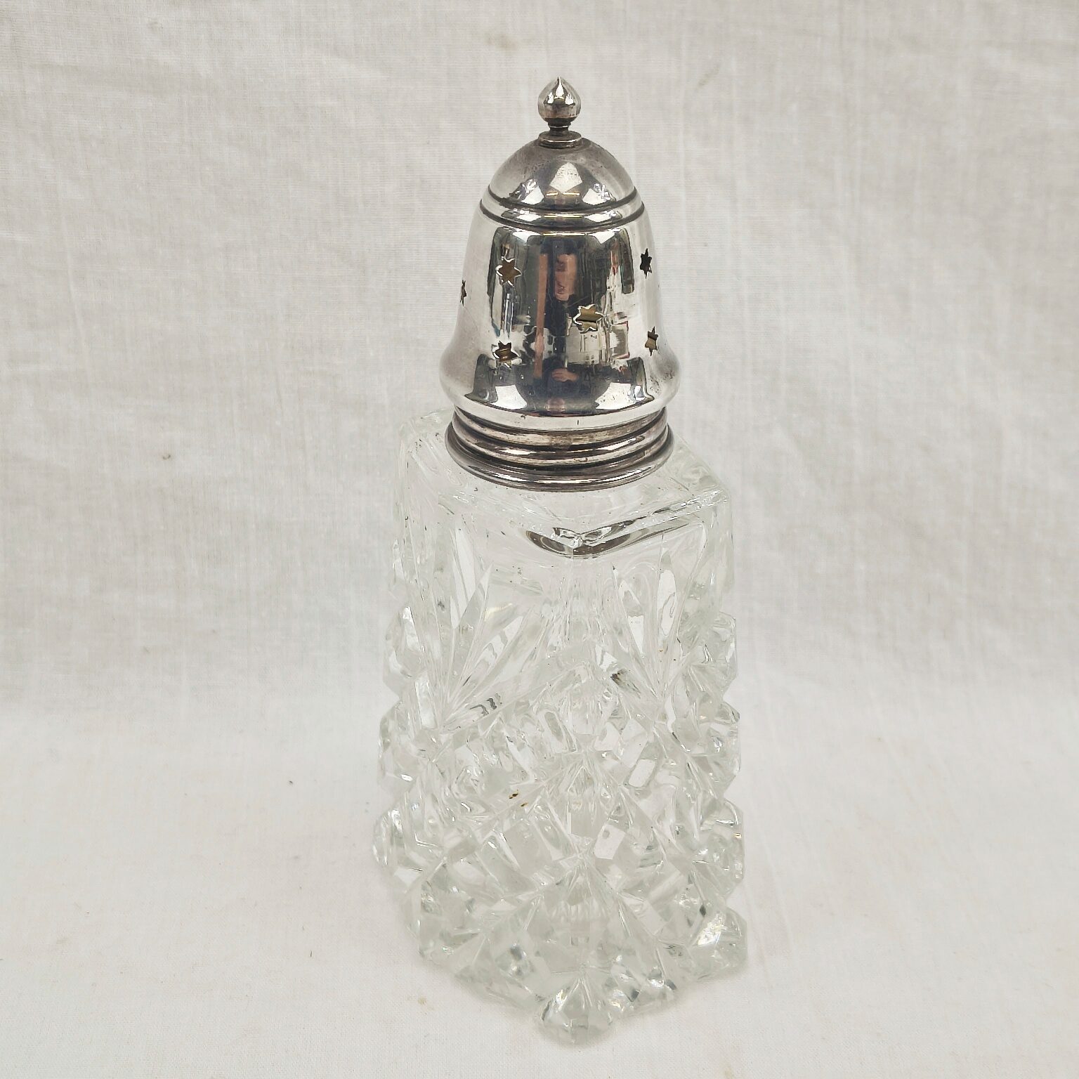 London 1905 Sterling Silver And Cut Glass Sugar Shaker 6