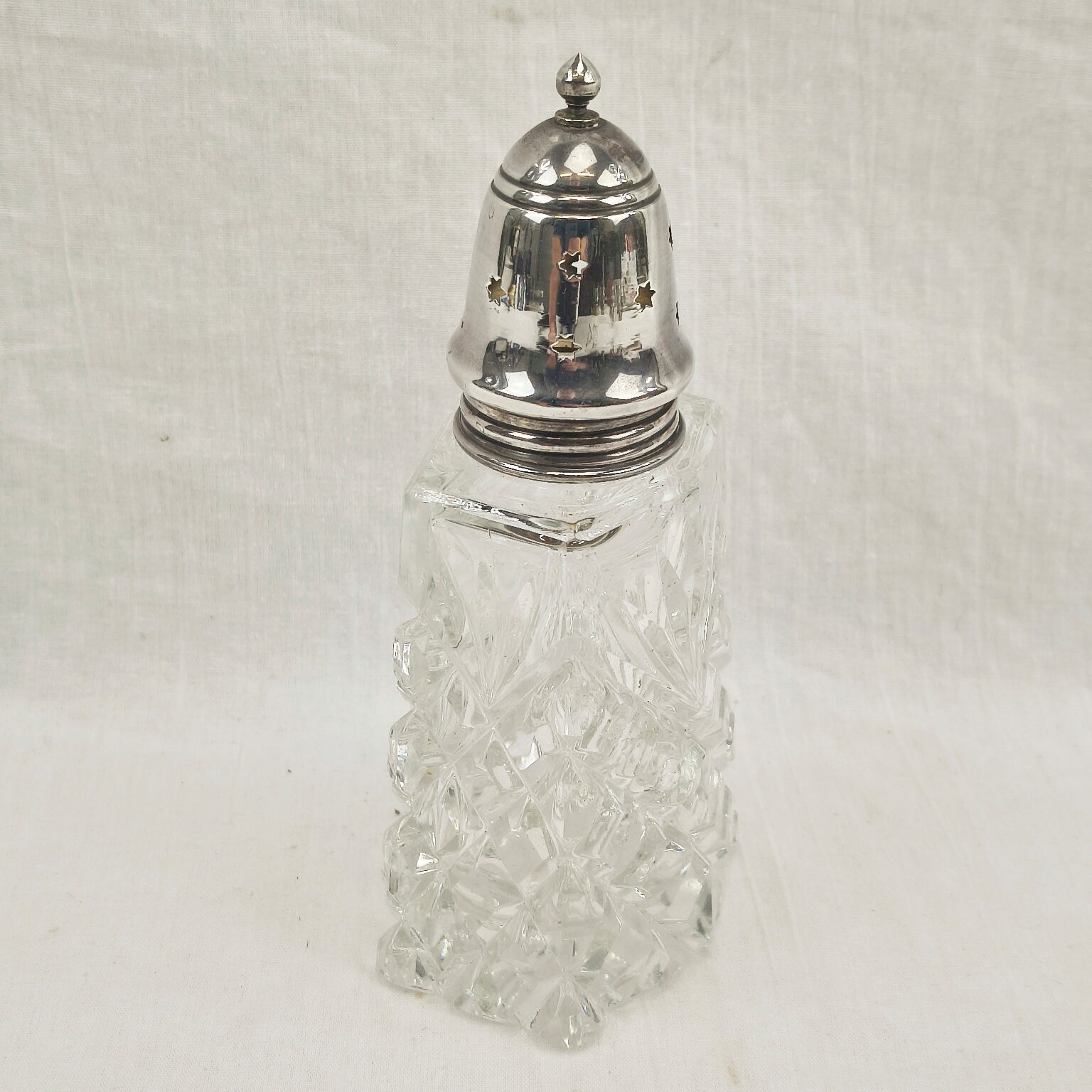 London 1905 Sterling Silver And Cut Glass Sugar Shaker 7