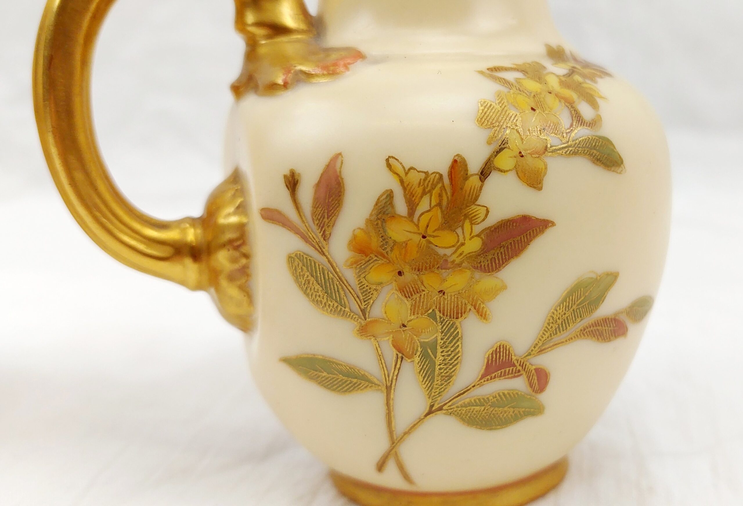 Pair Of 1904 Royal Worcester Blush Ivory And Floral Small Cream Or Milk Jugs 8