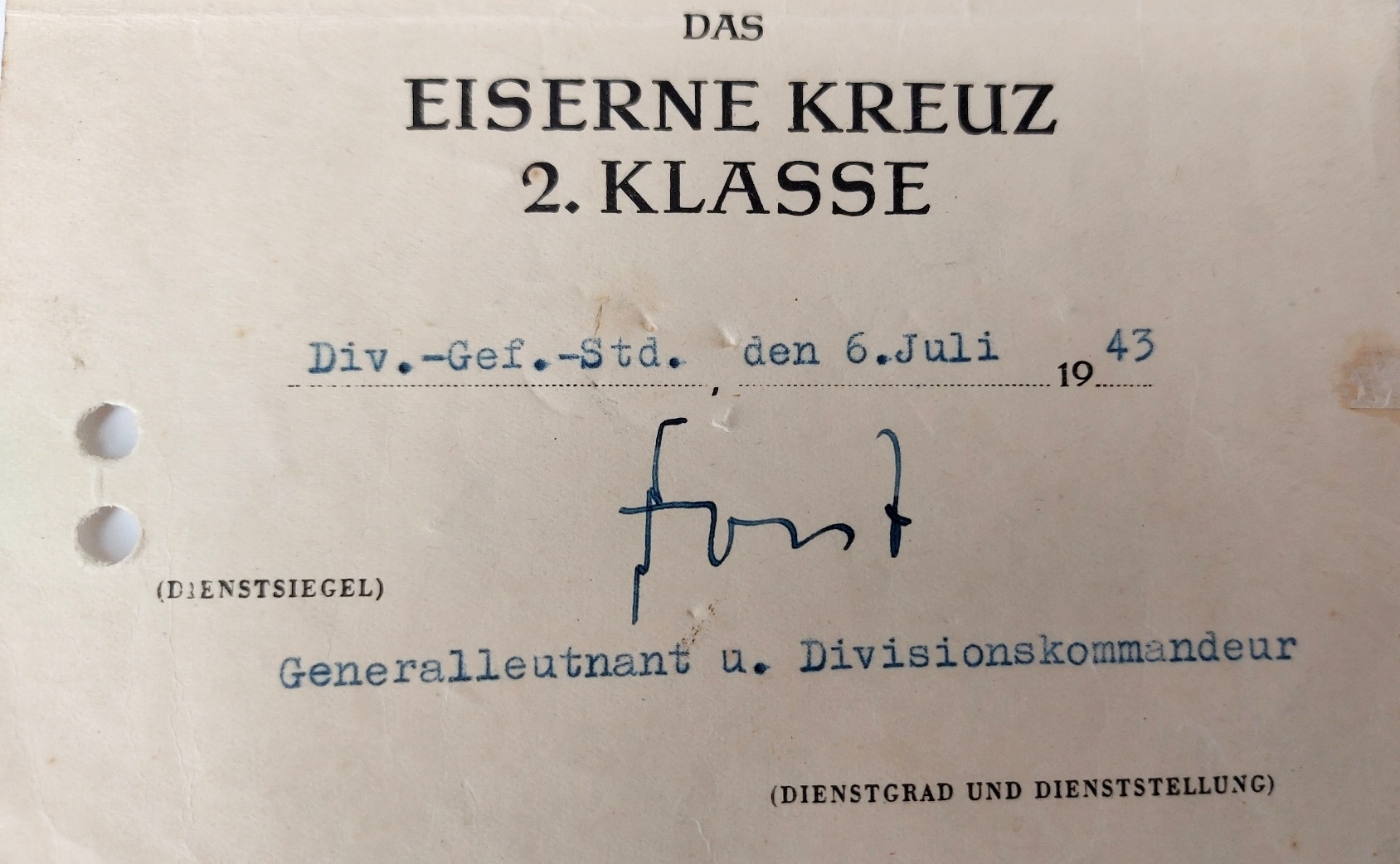 German, WW2, Iron Cross 2nd Class 1939 (Eisernes Kreuz II Klasse) Award Group to Leutnant d.R. Johann Theobald, Grenadier Regiment 239, with Named Besitzzeugnis & Original Ribbon - Image 9