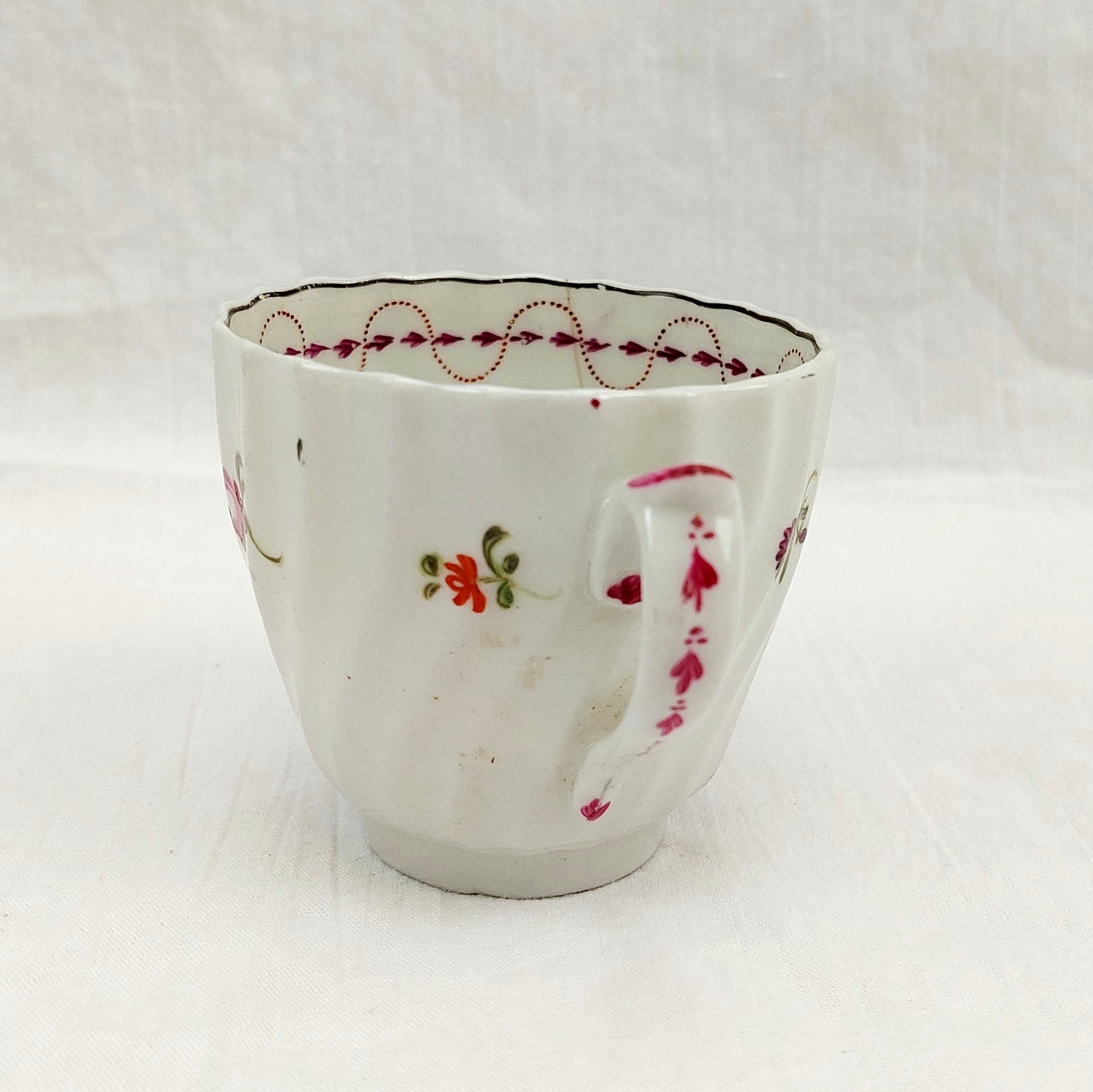 c1790 A & E Keeling Factory X Porcelain Floral Fluted Coffee Cup 2