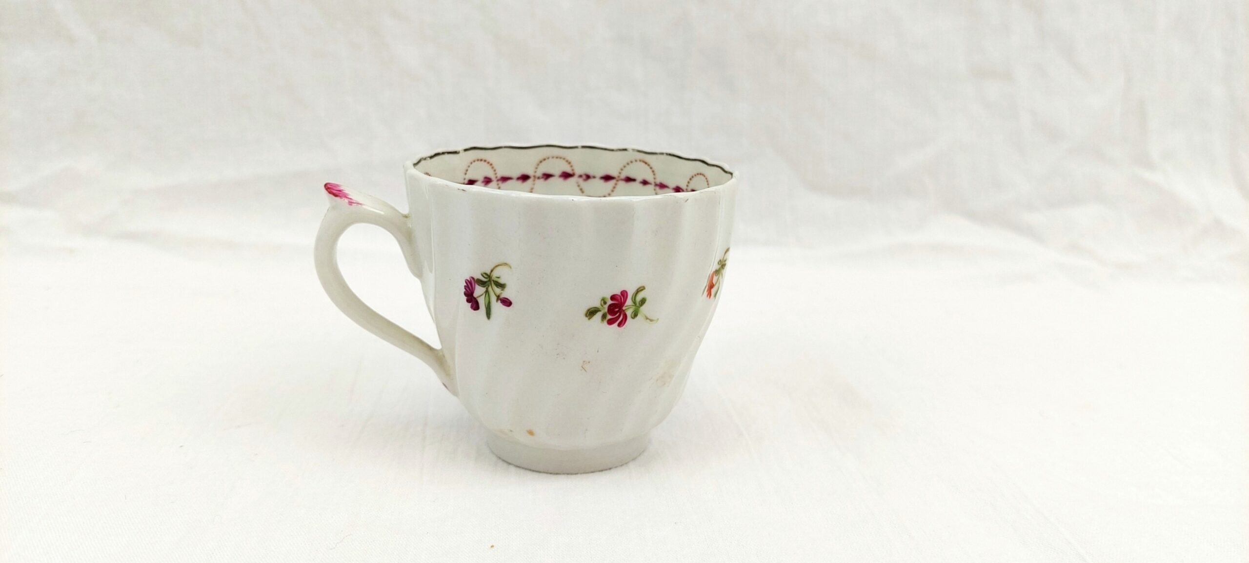 c1790 A & E Keeling Factory X Porcelain Floral Fluted Coffee Cup 3