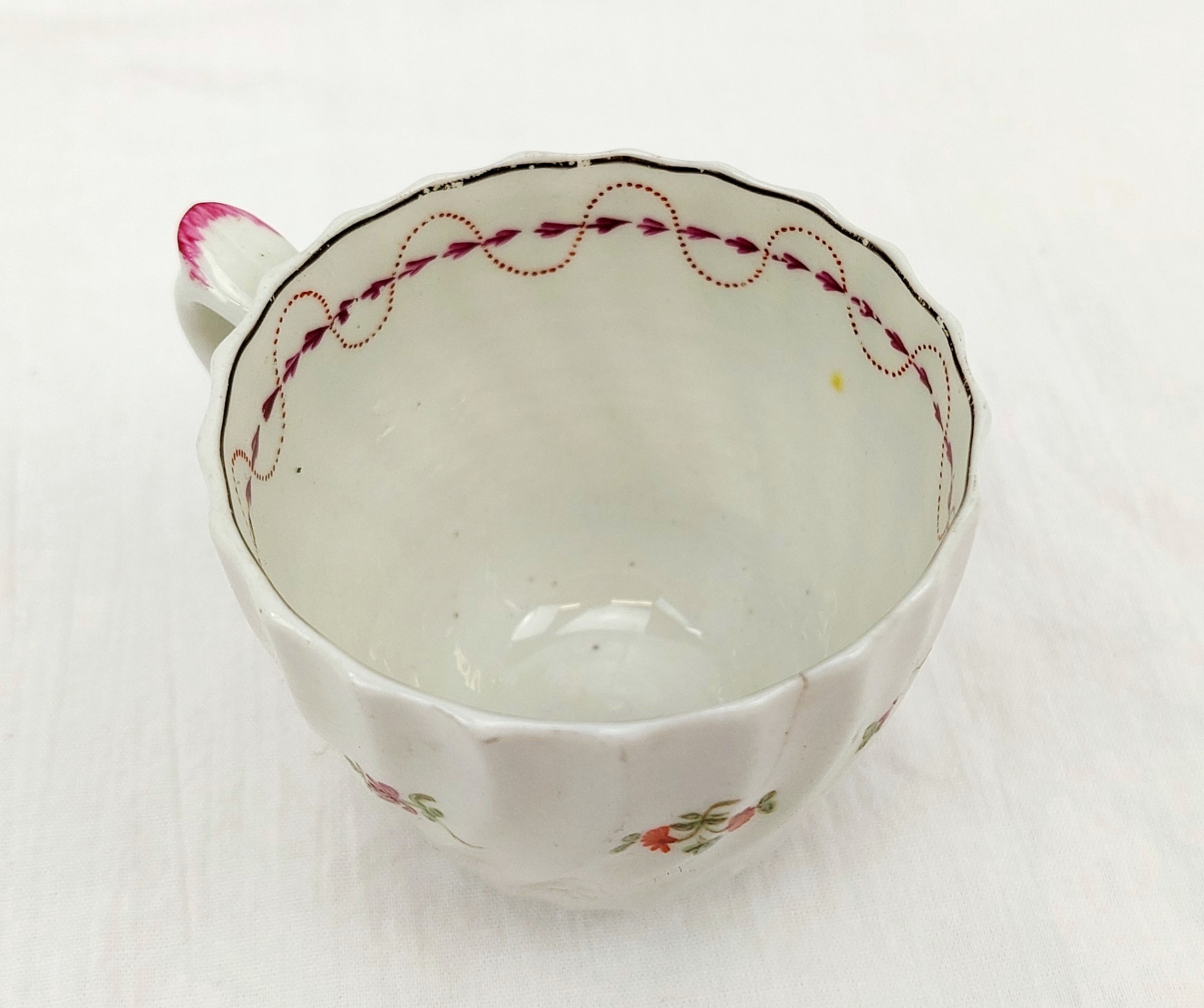 c1790 A & E Keeling Factory X Porcelain Floral Fluted Coffee Cup 7
