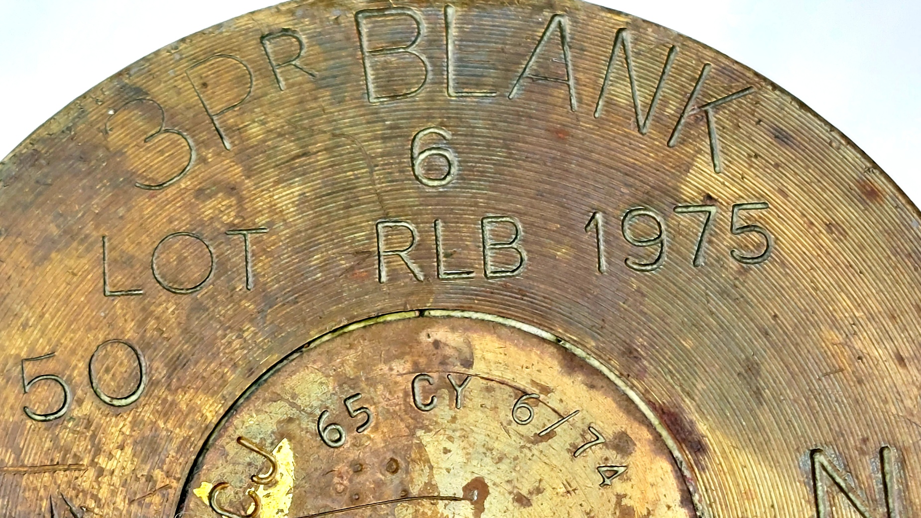 British, Dated 1975, QF 3-Pounder Blank Cartridge Case, RLB (Royal Laboratory Birtley) (7)