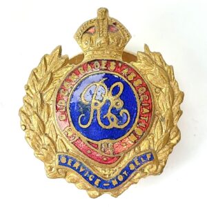 British, WW2 era, Royal Engineers Old Comrades Association (OCA) Enamel Lapel Badge – J.R. Gaunt London – King’s Crown