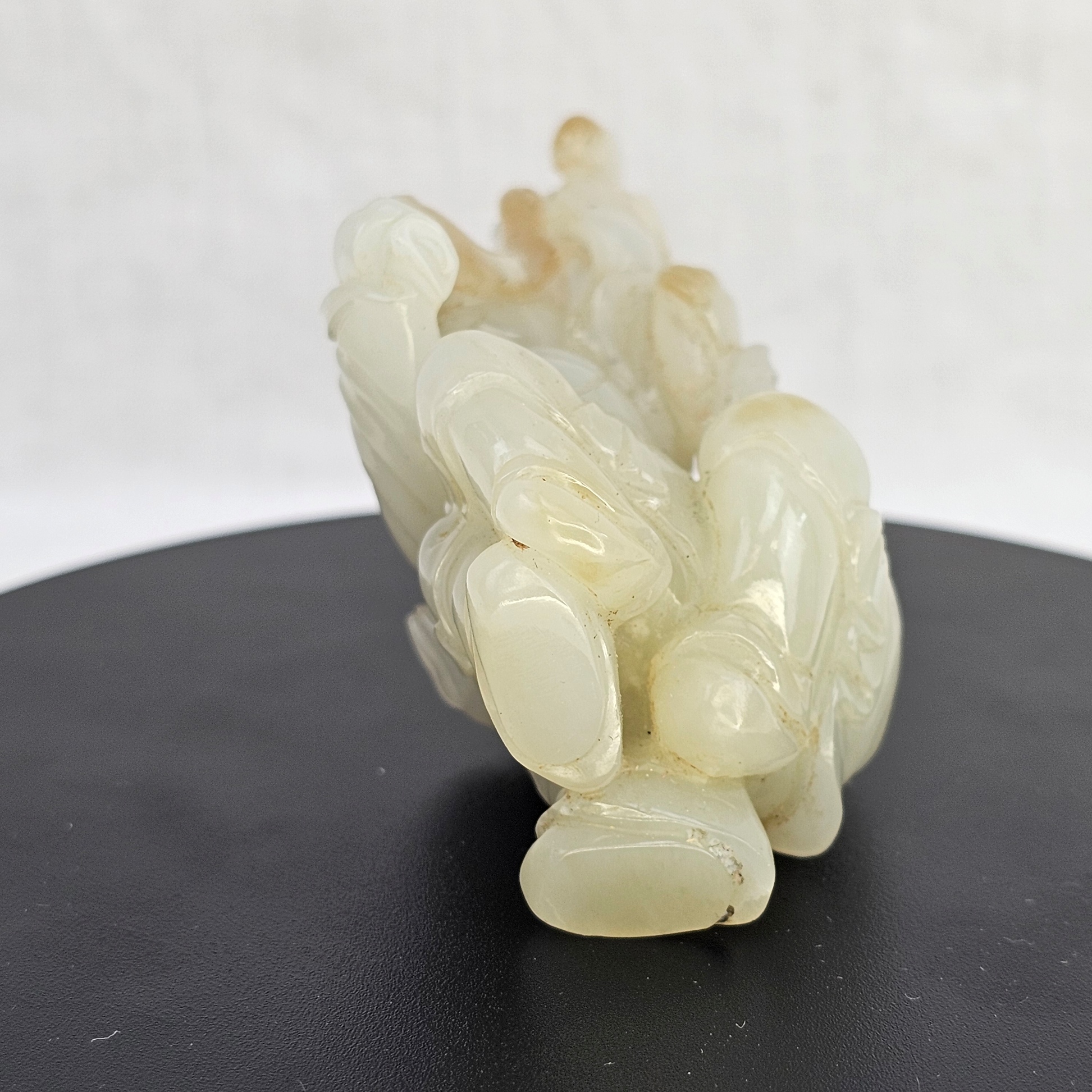 Chinese Qing Era White Jade Man & Boy Carving (12)