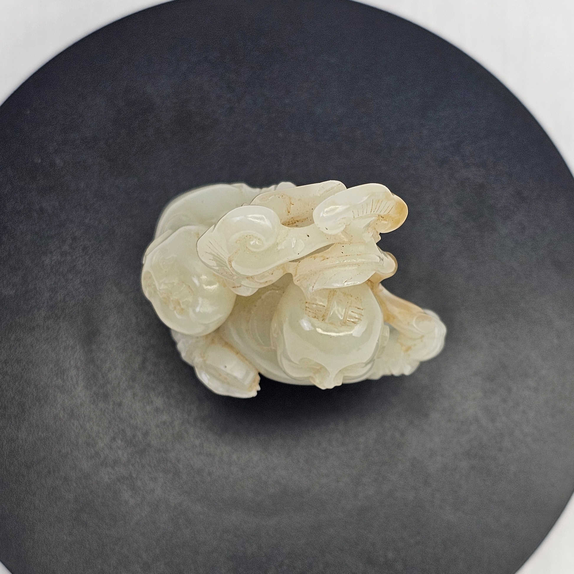 Chinese Qing Era White Jade Man & Boy Carving (3)