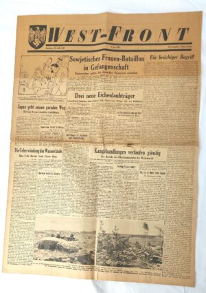 German, WW2, 19 July 1941, “WEST-FRONT” Frontline Propaganda Newspaper, Folge 588, Operation Barbarossa / Soviet Women's Battalion Headline – 6 Pages