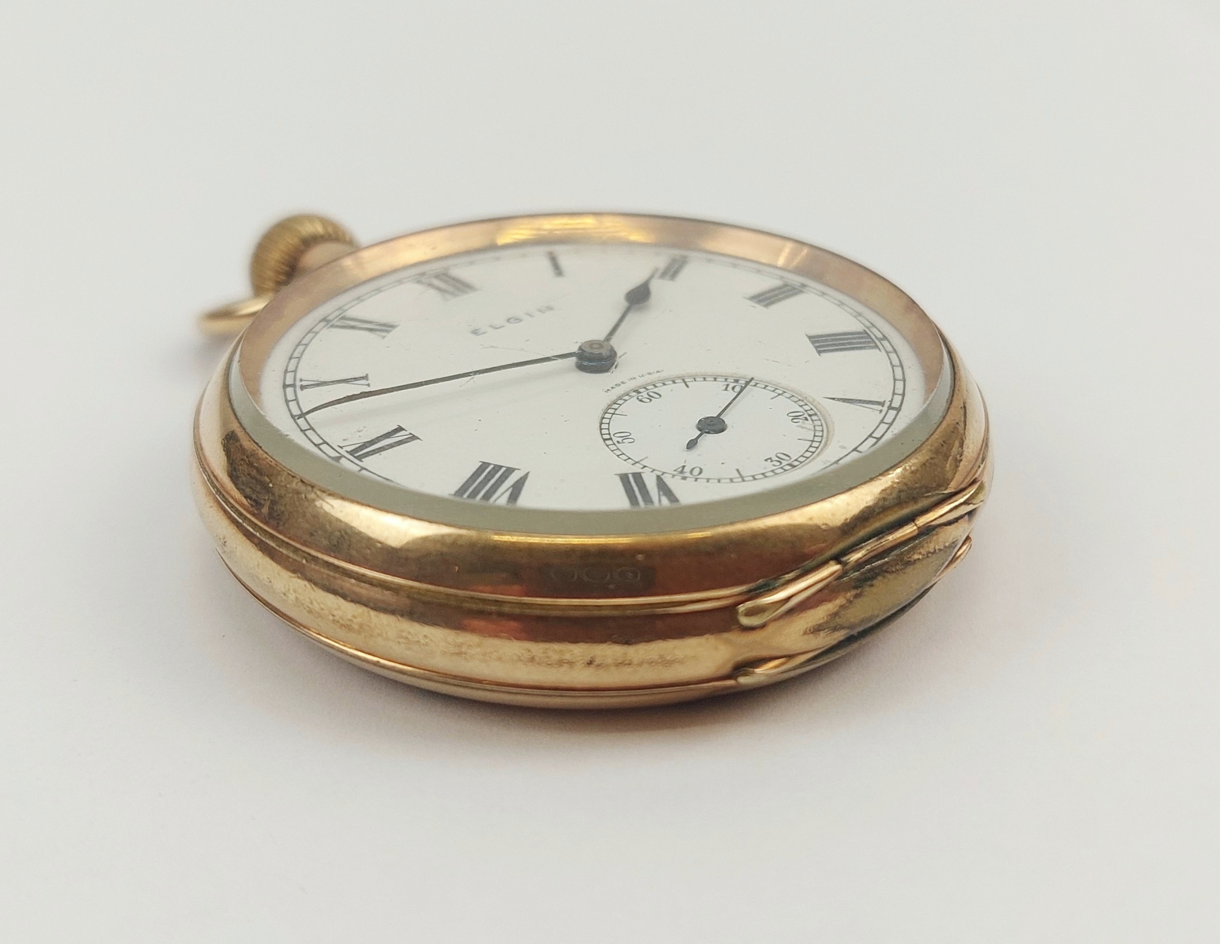 JA_6477242326 - c1920 Rolled Gold Top Wind Open Face Pocket Watch by Elgin (6)