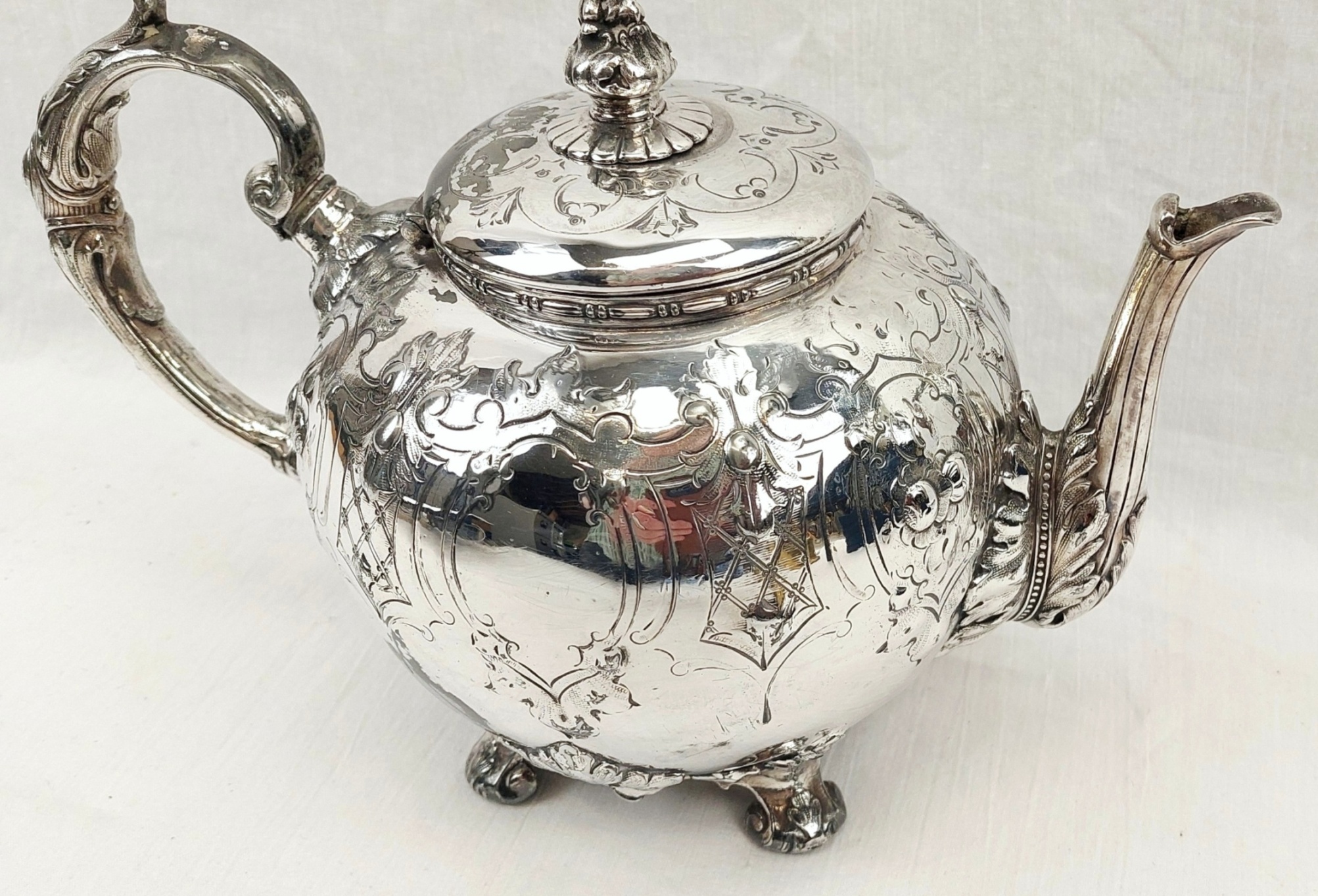 JA_7245243533 - Victorian Silver Plated Teapot by Skinner & Co (5)