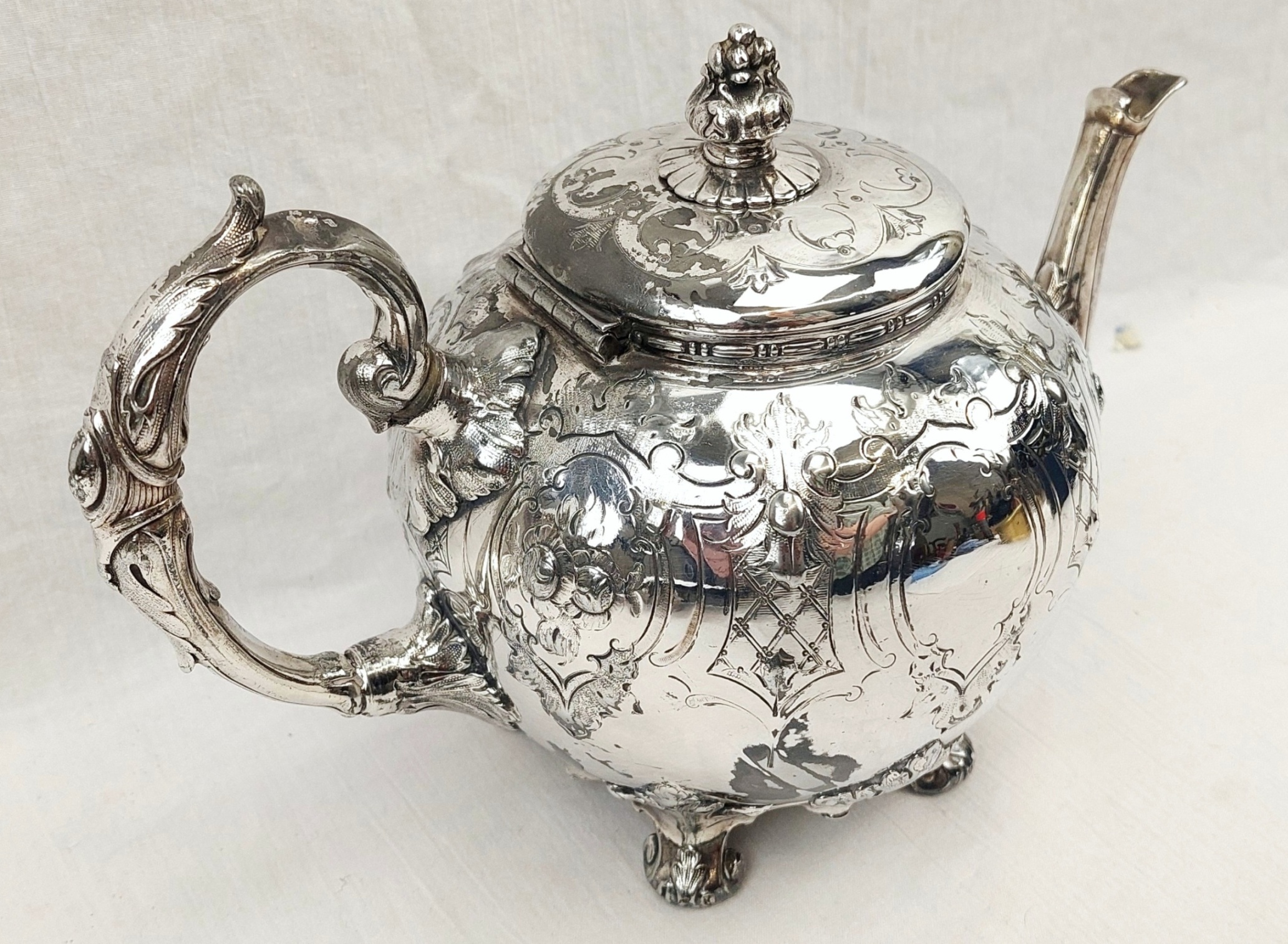 JA_7245243533 - Victorian Silver Plated Teapot by Skinner & Co (6)