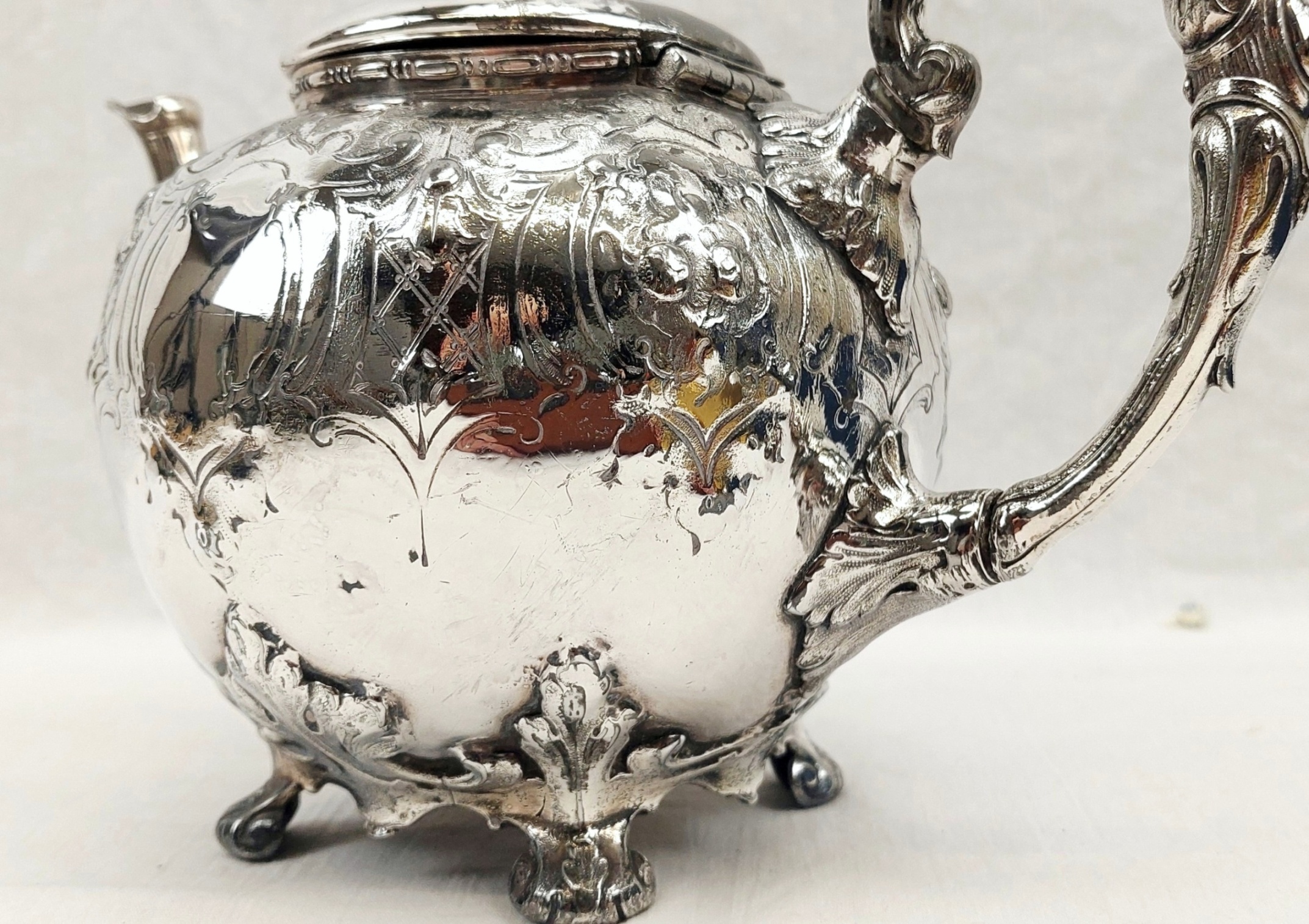 JA_7245243533 - Victorian Silver Plated Teapot by Skinner & Co (8)