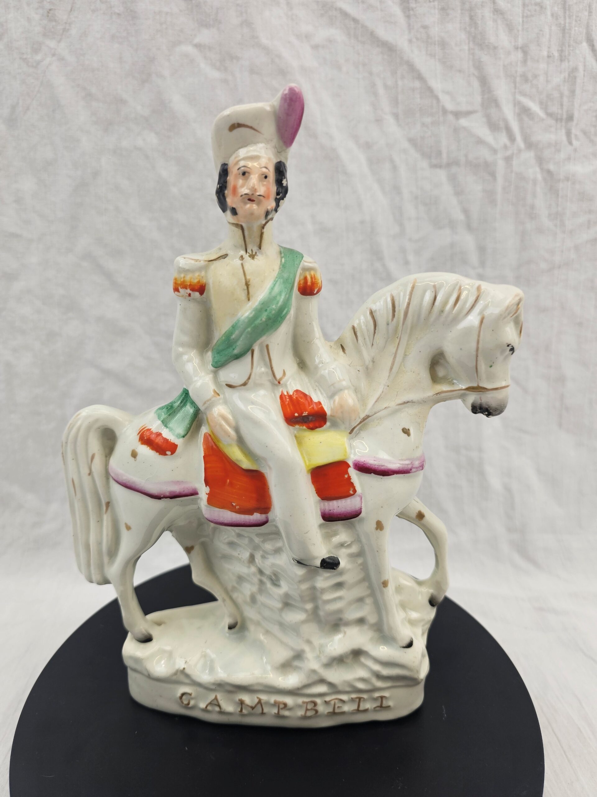 Mid Victorian Staffordshire Figurine Of General Sir Colin Campbell On Horseback 1