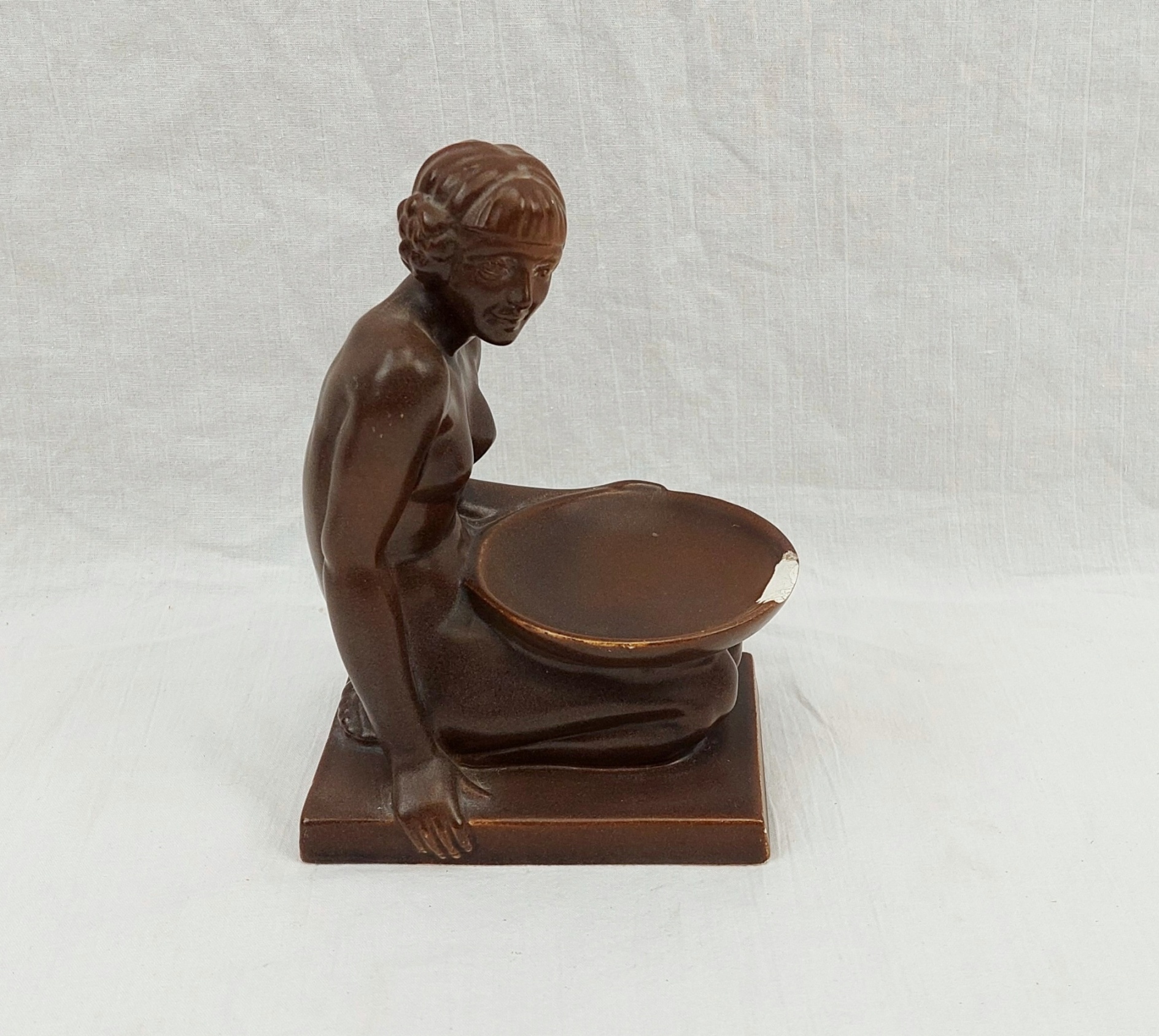 Plaster Art Deco Richards Tiles Advertising Lady Ashtray 1