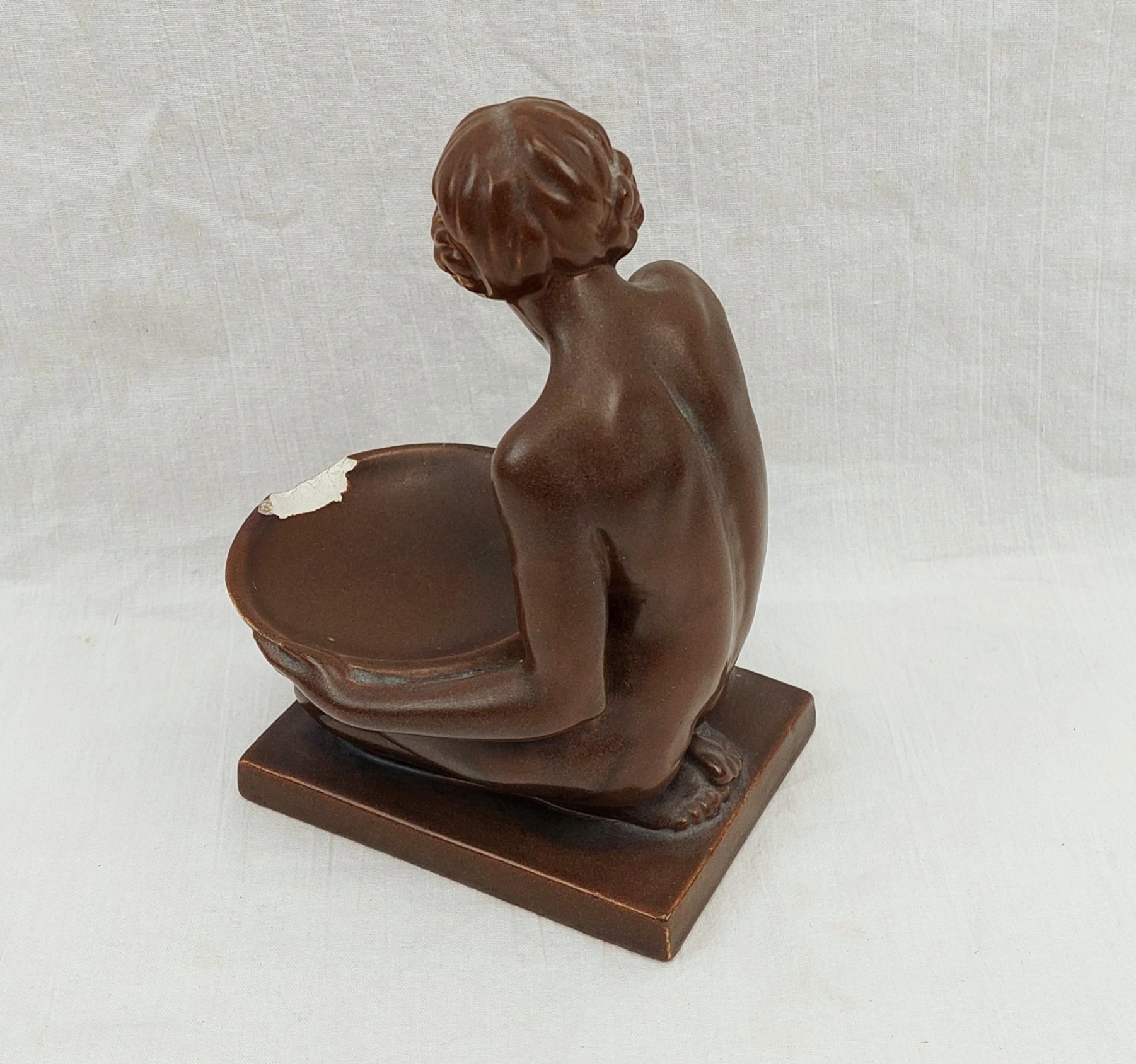 Plaster Art Deco Richards Tiles Advertising Lady Ashtray 5