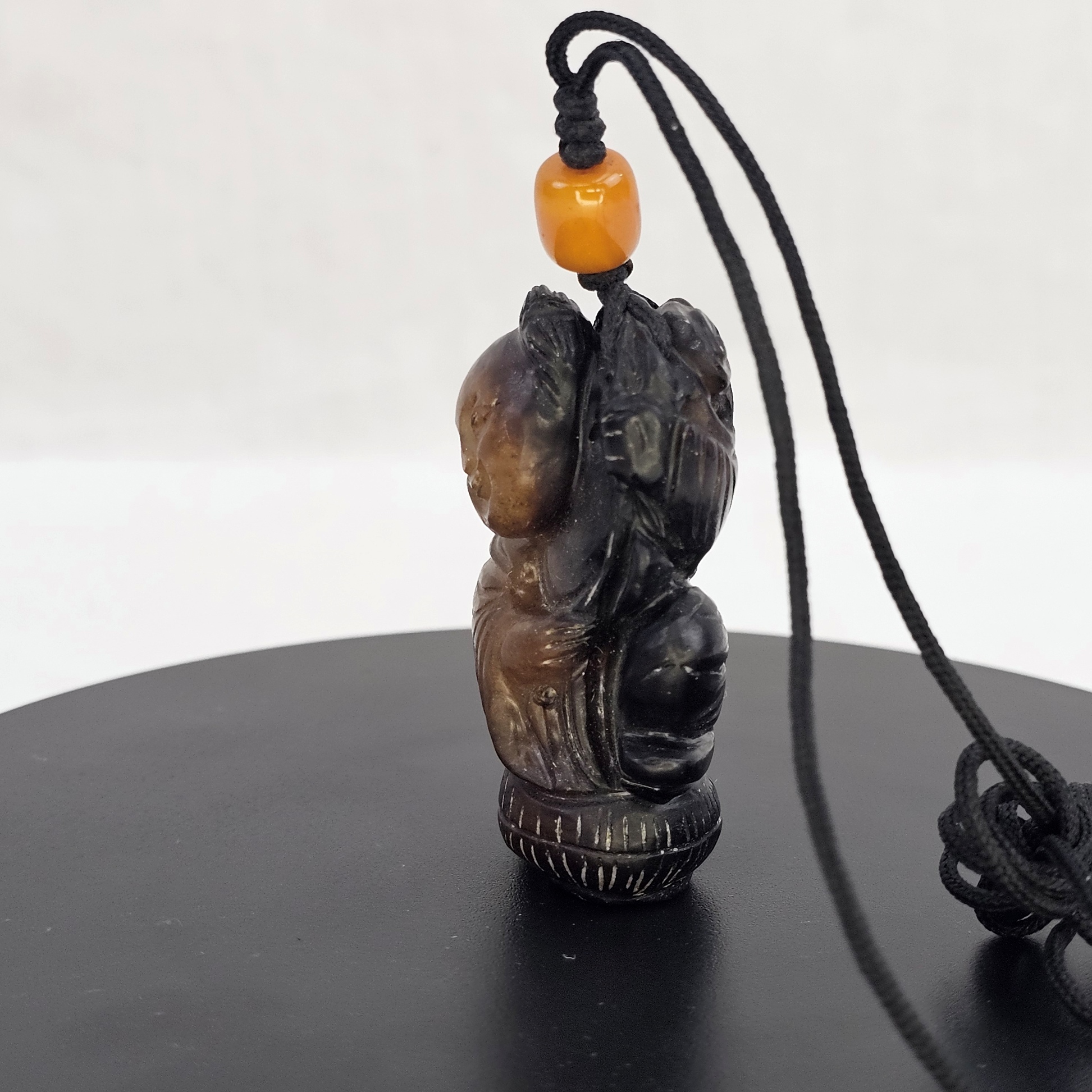 Qing Period Nephrite Jade Little Boy & Lotus Twig Carving (5)
