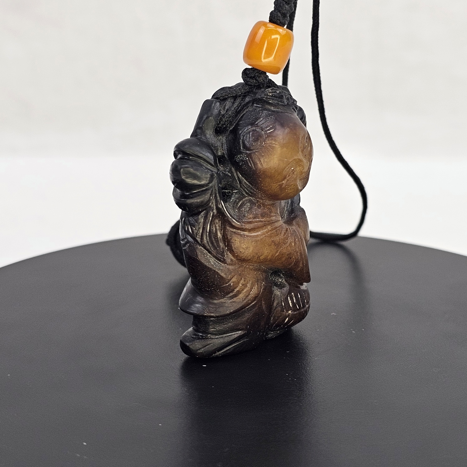 Qing Period Nephrite Jade Little Boy & Lotus Twig Carving (9)