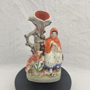 Victorian Staffordshire Spill Vase Figural Group of Little Red Riding Hood and the Wolf, c.1850–1865