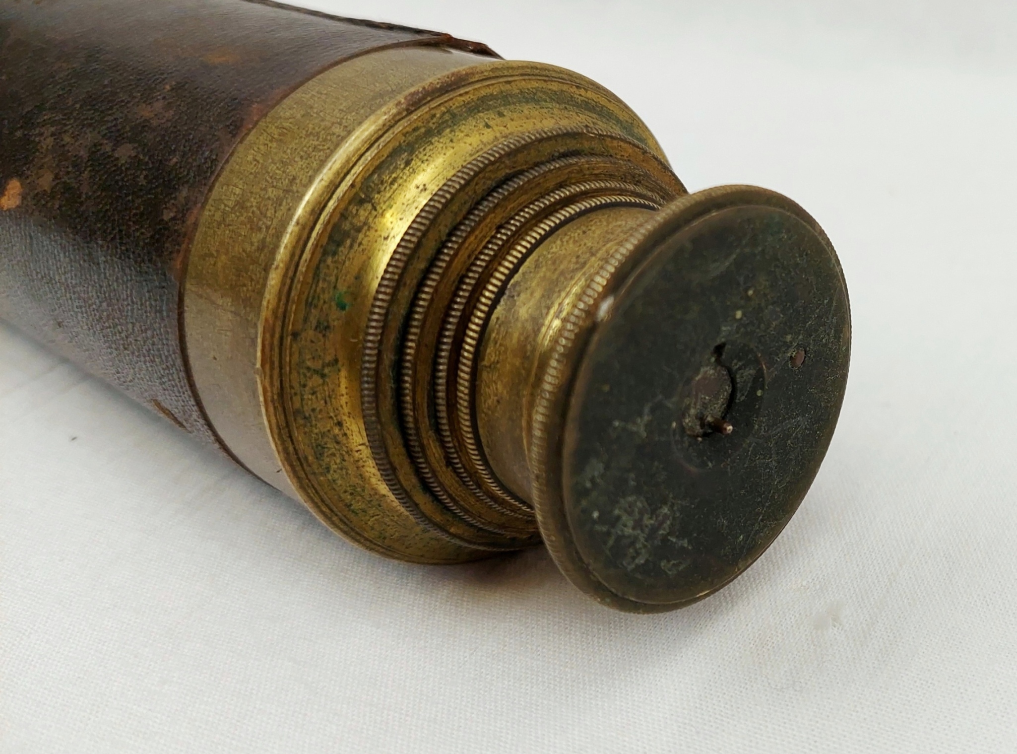 Victorian 3 Draw Leather Bound Brass Telescope 10
