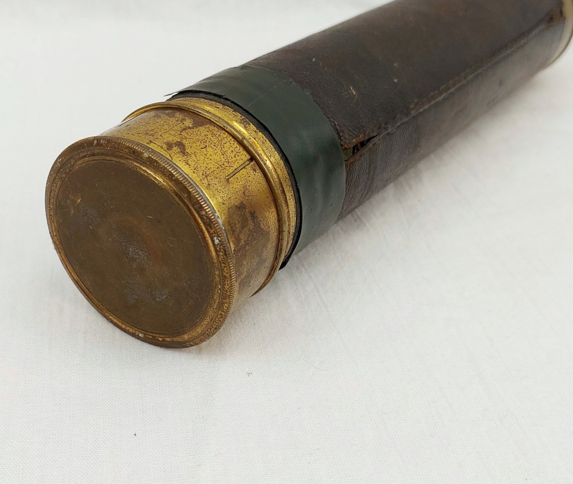 Victorian 3 Draw Leather Bound Brass Telescope 12