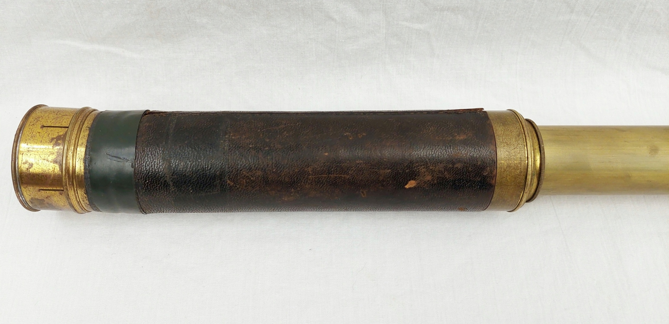 Victorian 3 Draw Leather Bound Brass Telescope 4
