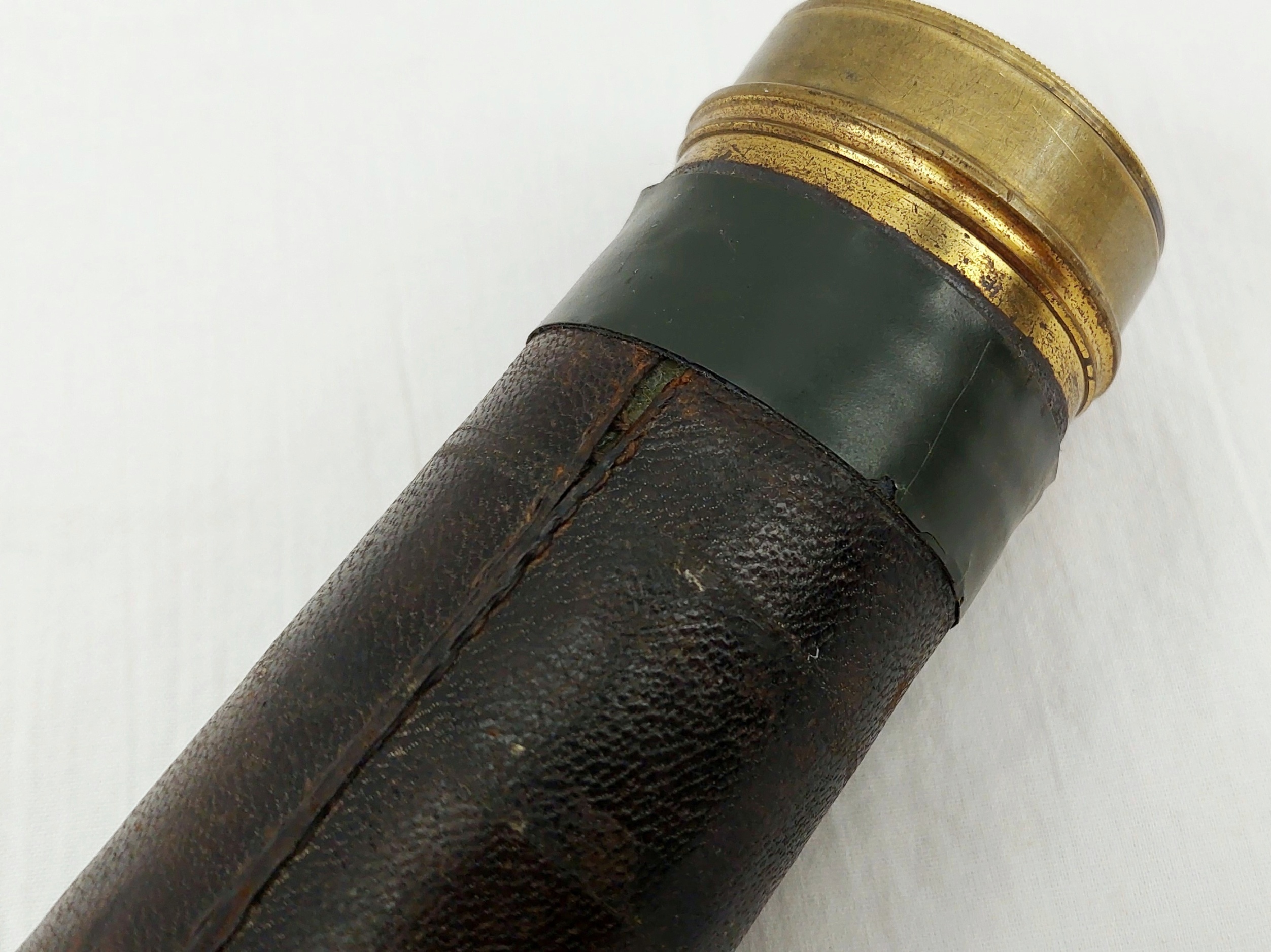 Victorian 3 Draw Leather Bound Brass Telescope 9