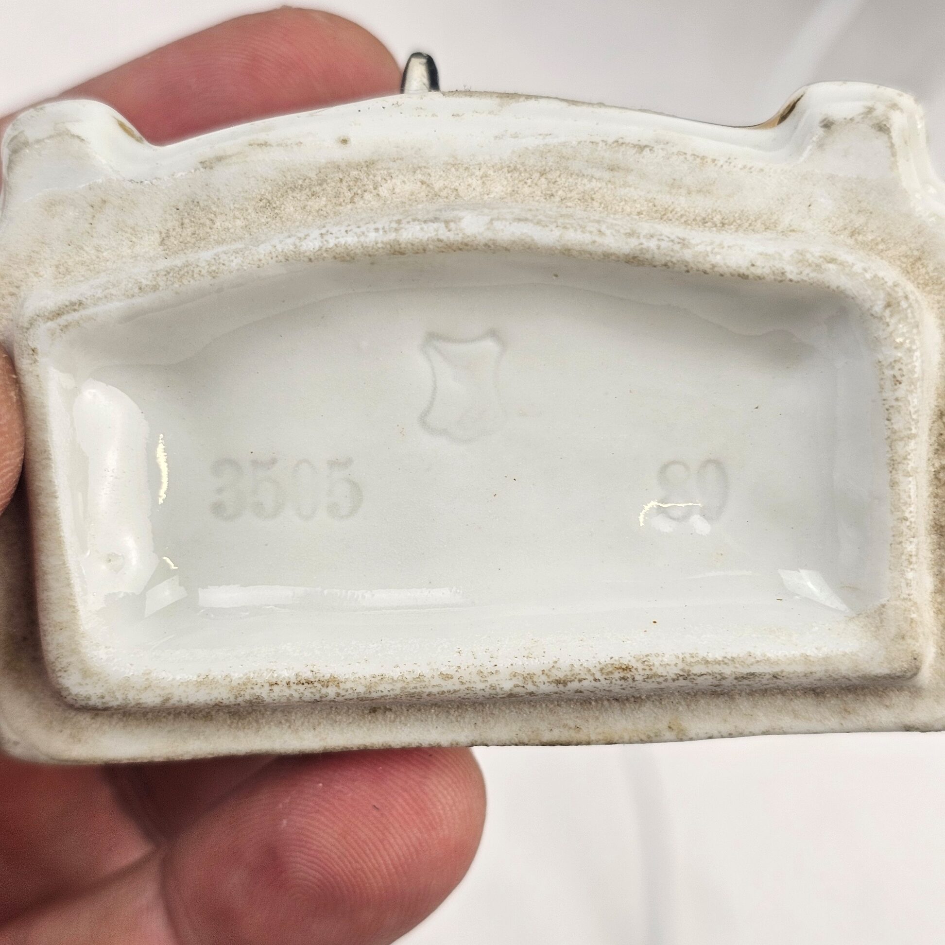 Victorian Continental Harlequin Figure Porcelain Pocket Watch Holder , c (11)