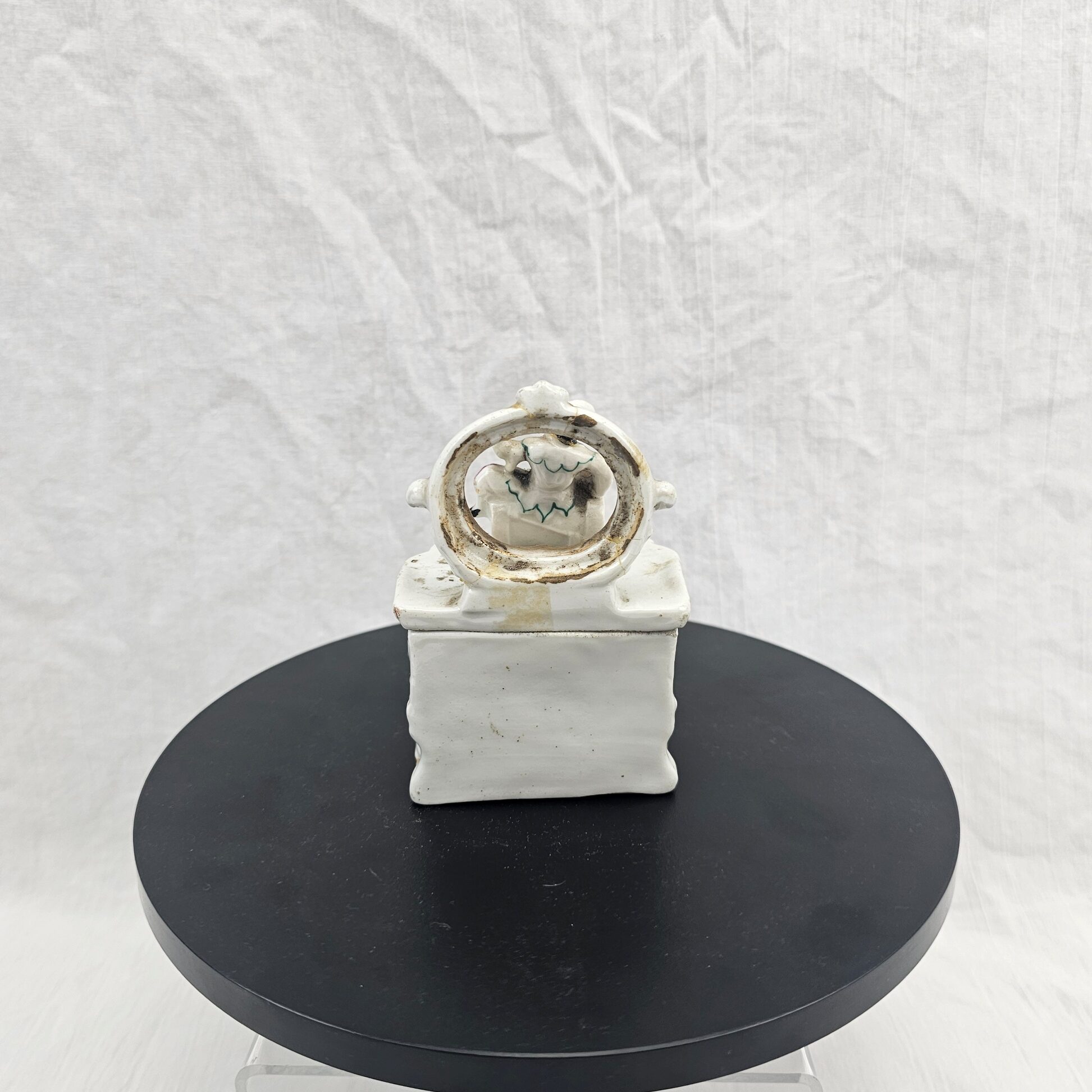 Victorian Continental Harlequin Figure Porcelain Pocket Watch Holder , c (3)