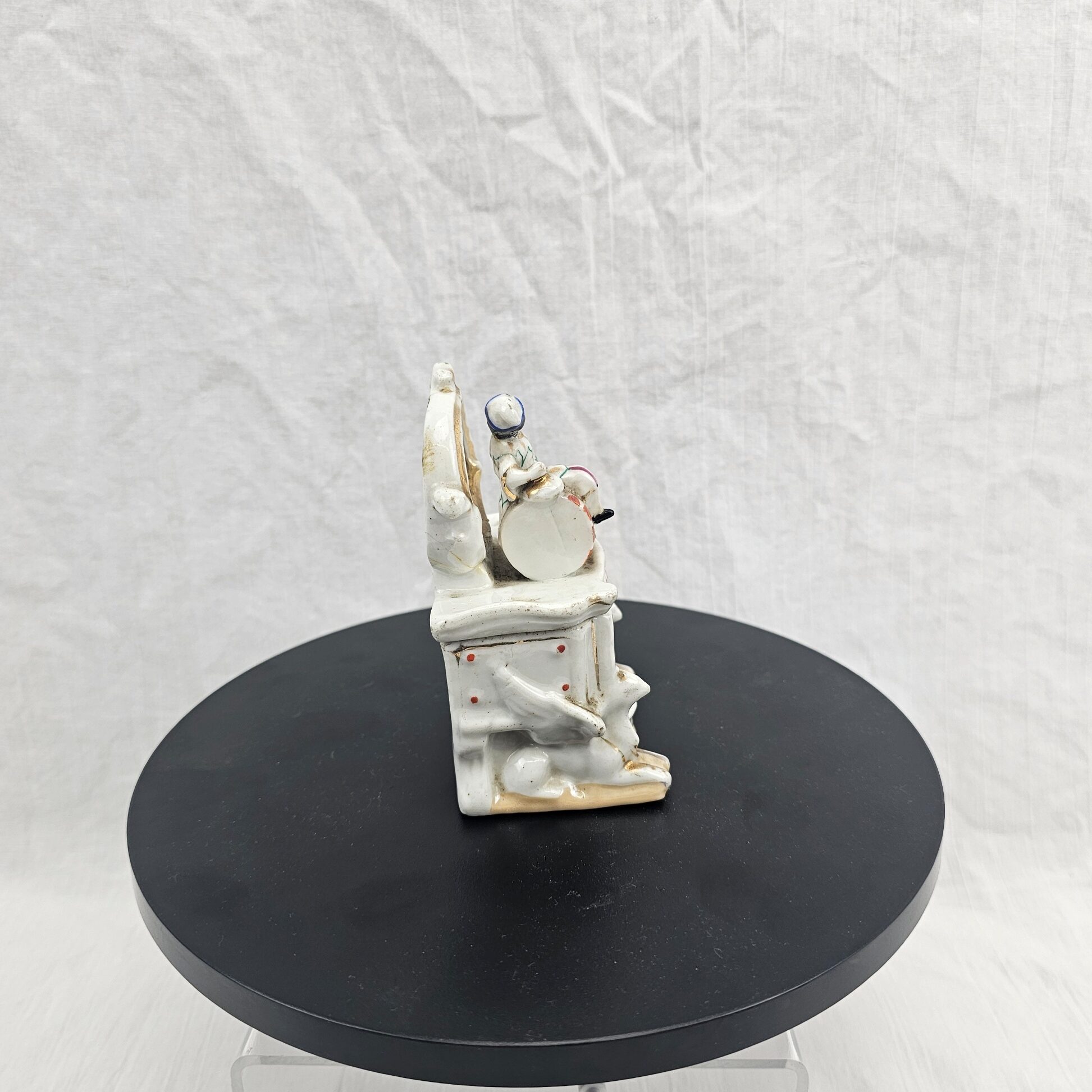 Victorian Continental Harlequin Figure Porcelain Pocket Watch Holder , c (4)