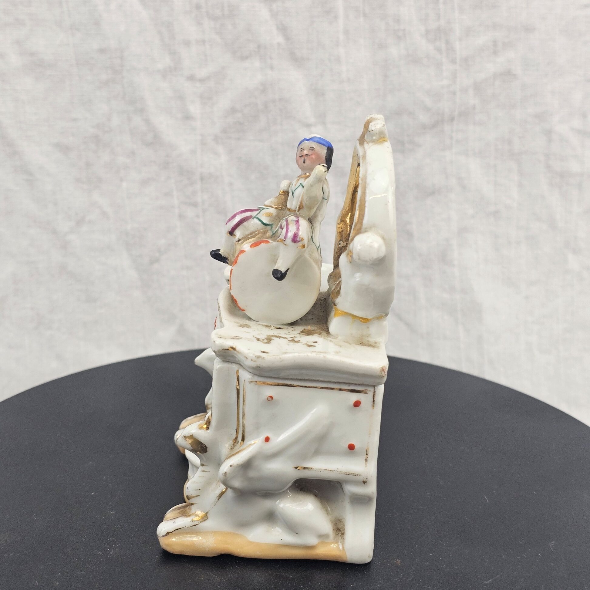 Victorian Continental Harlequin Figure Porcelain Pocket Watch Holder , c (6)