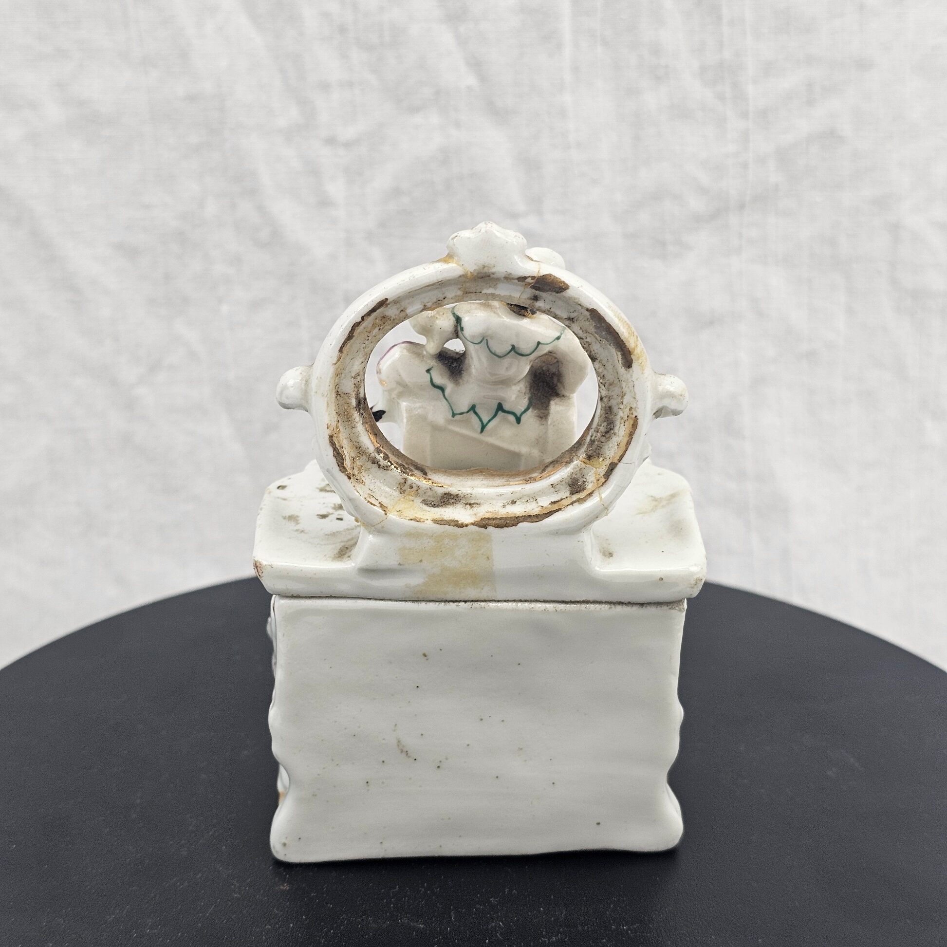 Victorian Continental Harlequin Figure Porcelain Pocket Watch Holder , c (7)