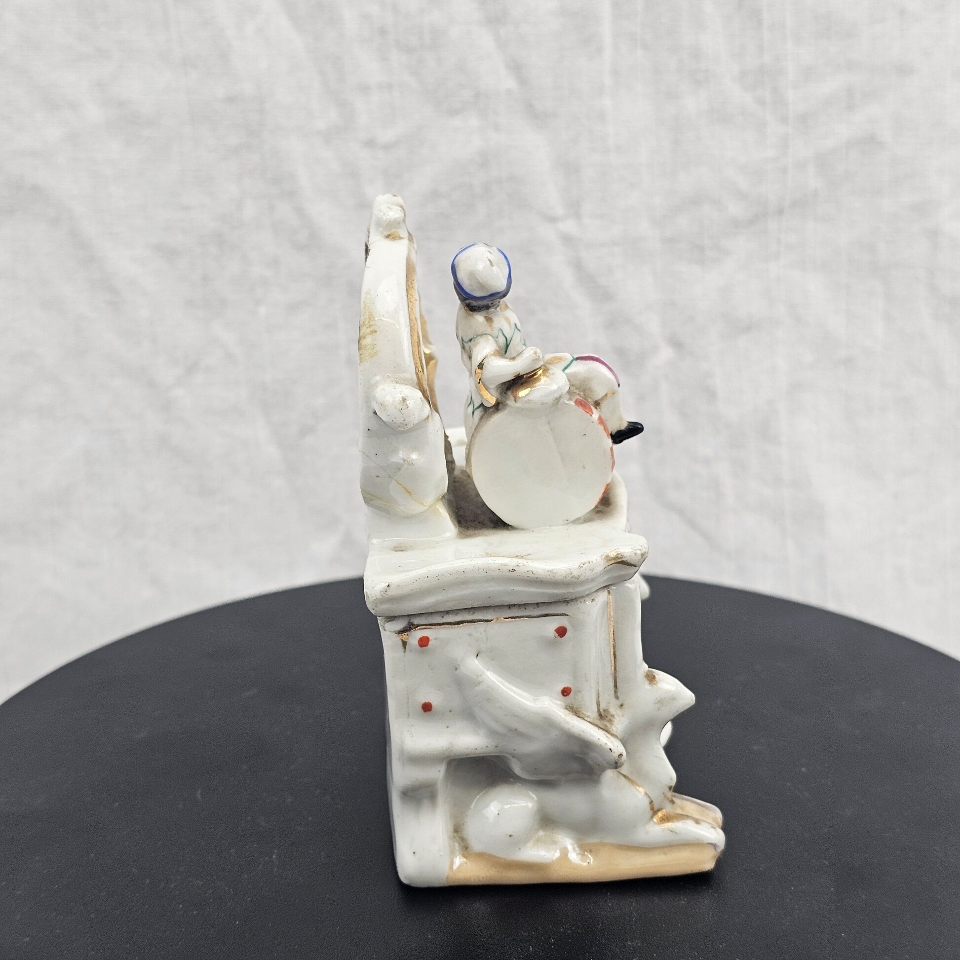Victorian Continental Harlequin Figure Porcelain Pocket Watch Holder , c (8)