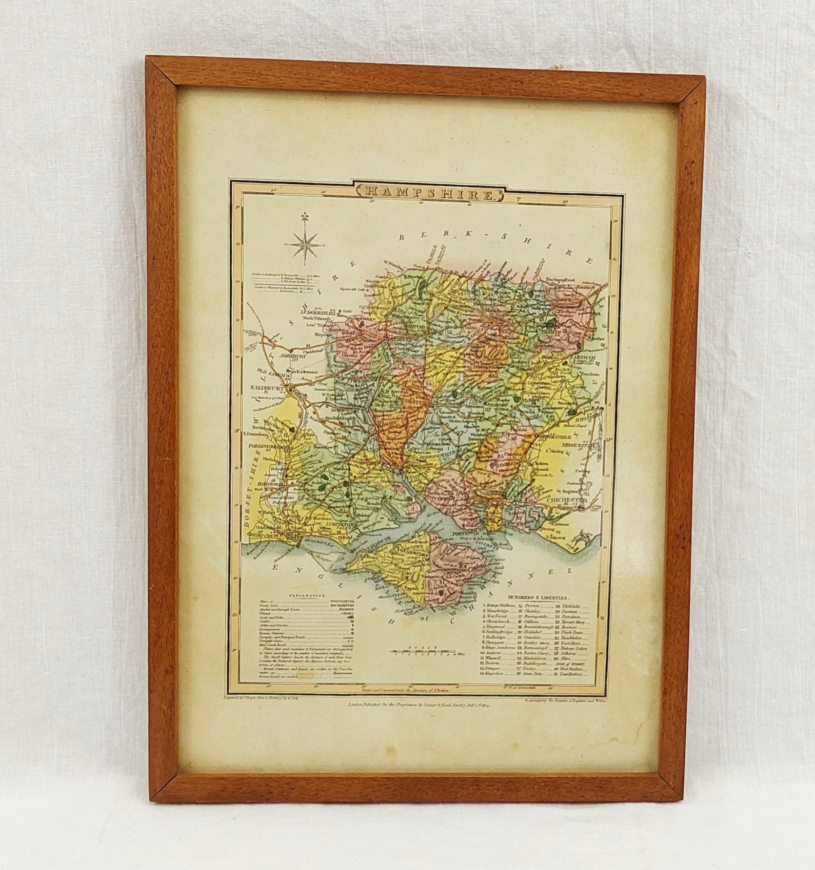 1805 Hand Coloured Map Of Hampshire By G Cole And J Roper 1