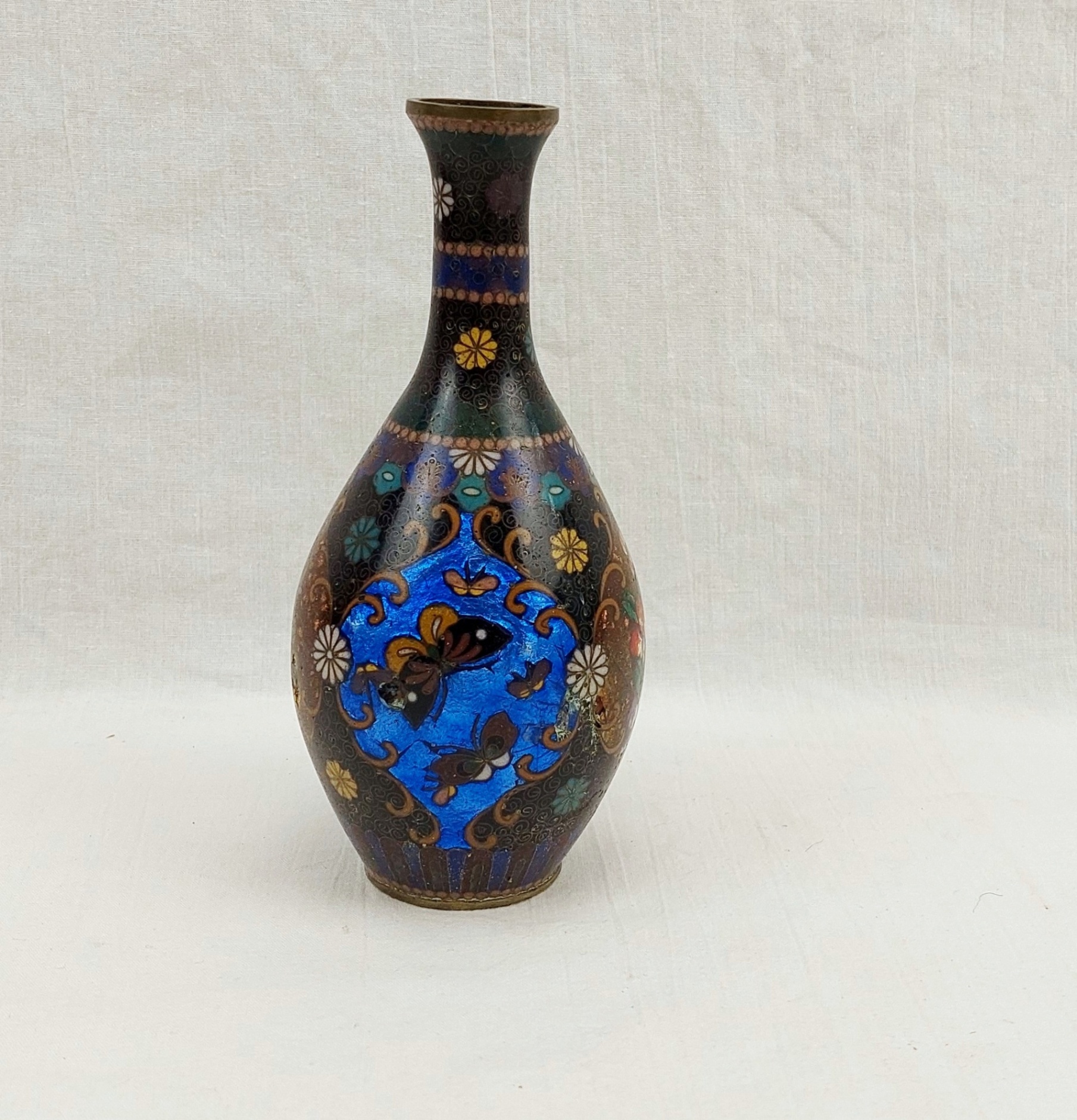 Antique Meiji Period Japanese Gibari Silver Foil Miniature Vase 1 6
