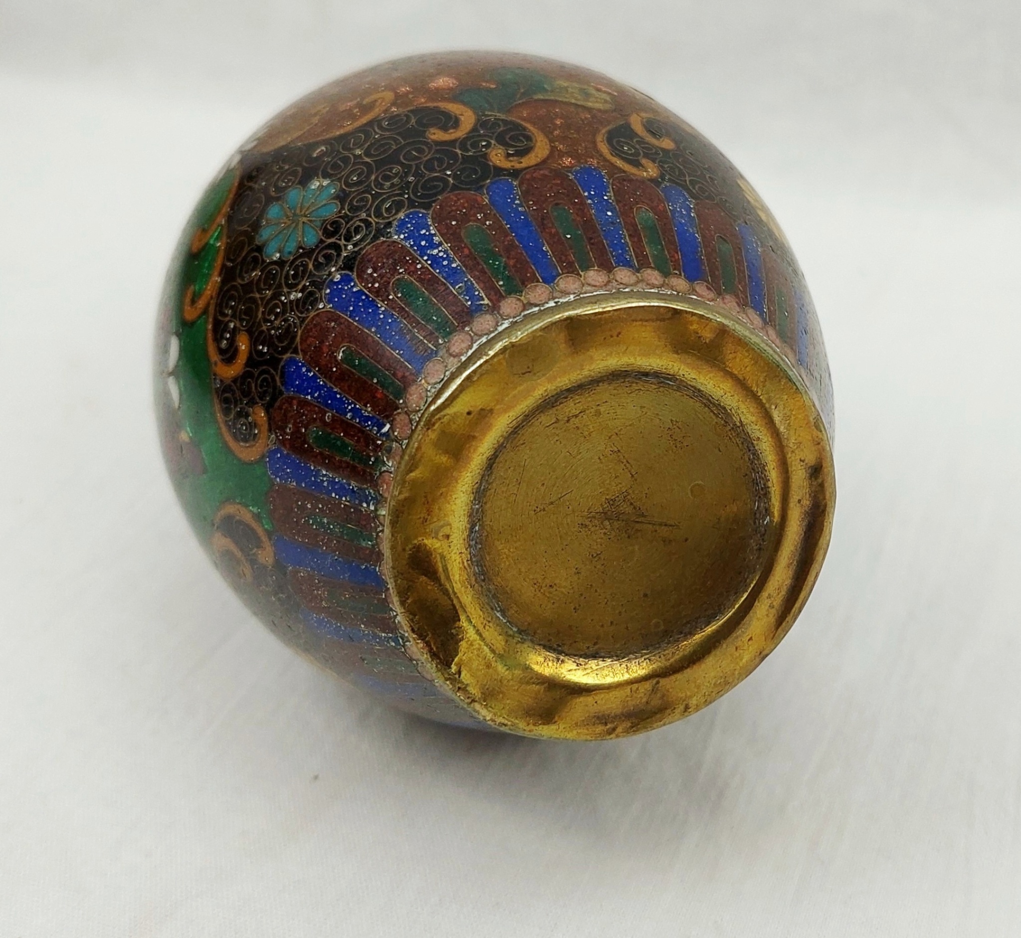 Antique Meiji Period Japanese Gibari Silver Foil Miniature Vase 10