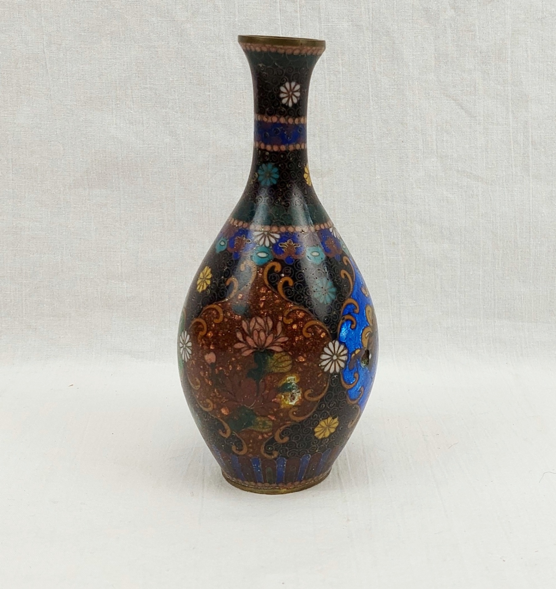 Antique Meiji Period Japanese Gibari Silver Foil Miniature Vase 4