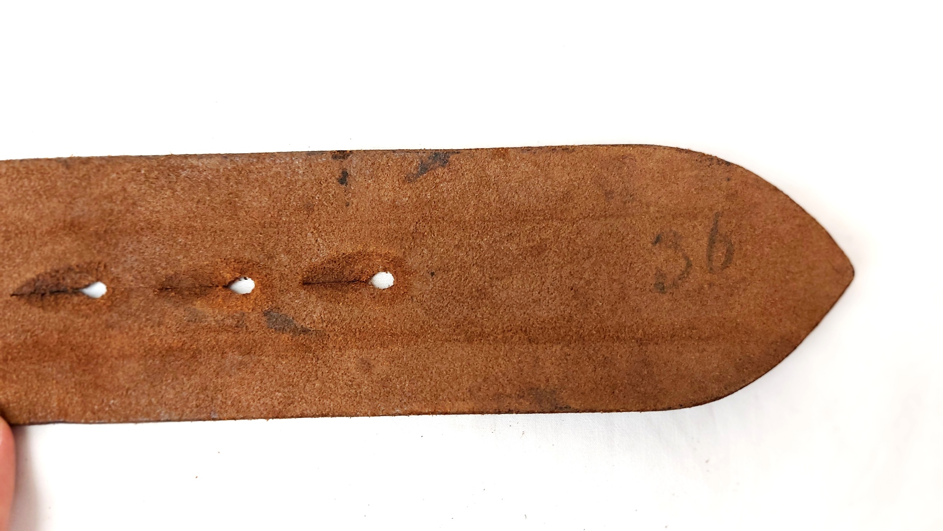 British, Early to Mid-20th Century, Leather Sam Browne Waist Belt Named to Captain G.N. Rayson, R. (5)