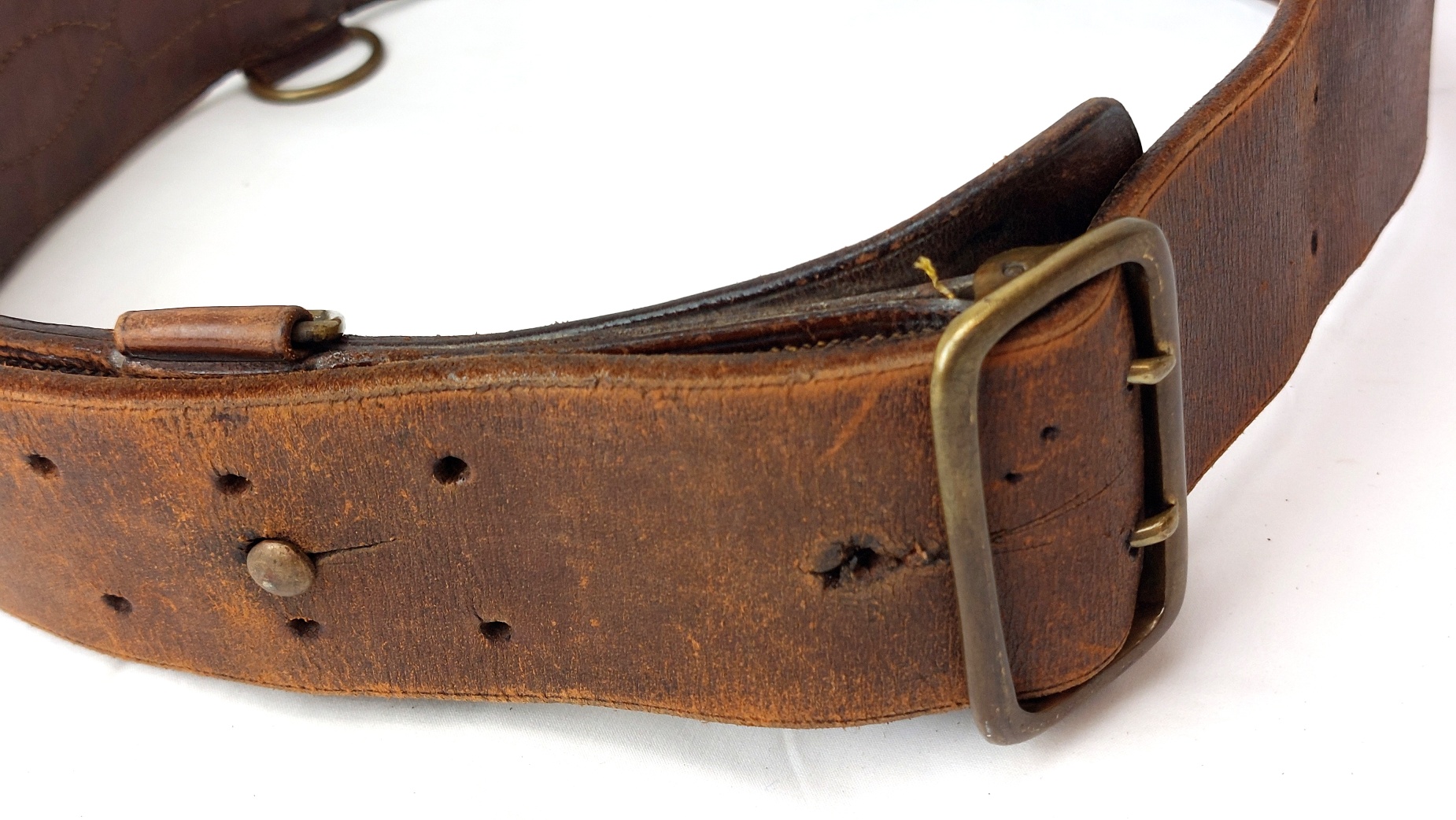 British, Early to Mid-20th Century, Leather Sam Browne Waist Belt Named to Captain G.N. Rayson, R.