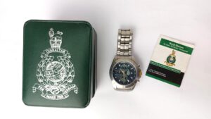 British, Royal Marines “Per Mare, Per Terram” Commando Chronograph Wristwatch by The Bradford Exchange, Limited Edition No. 0230/4999, with Box & Certificate