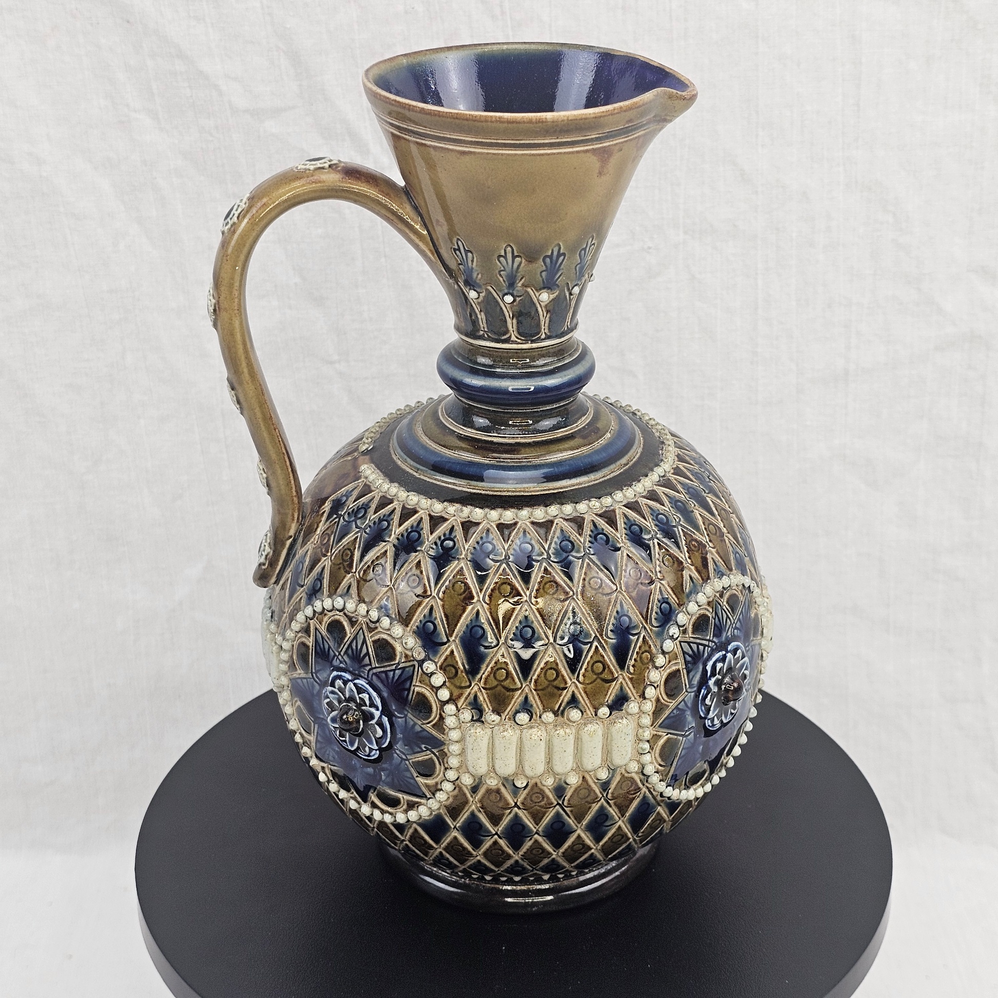 Embossed 1869-1872 Doulton Lambeth Ware Stoneware Ewer By Eliza Martin 1