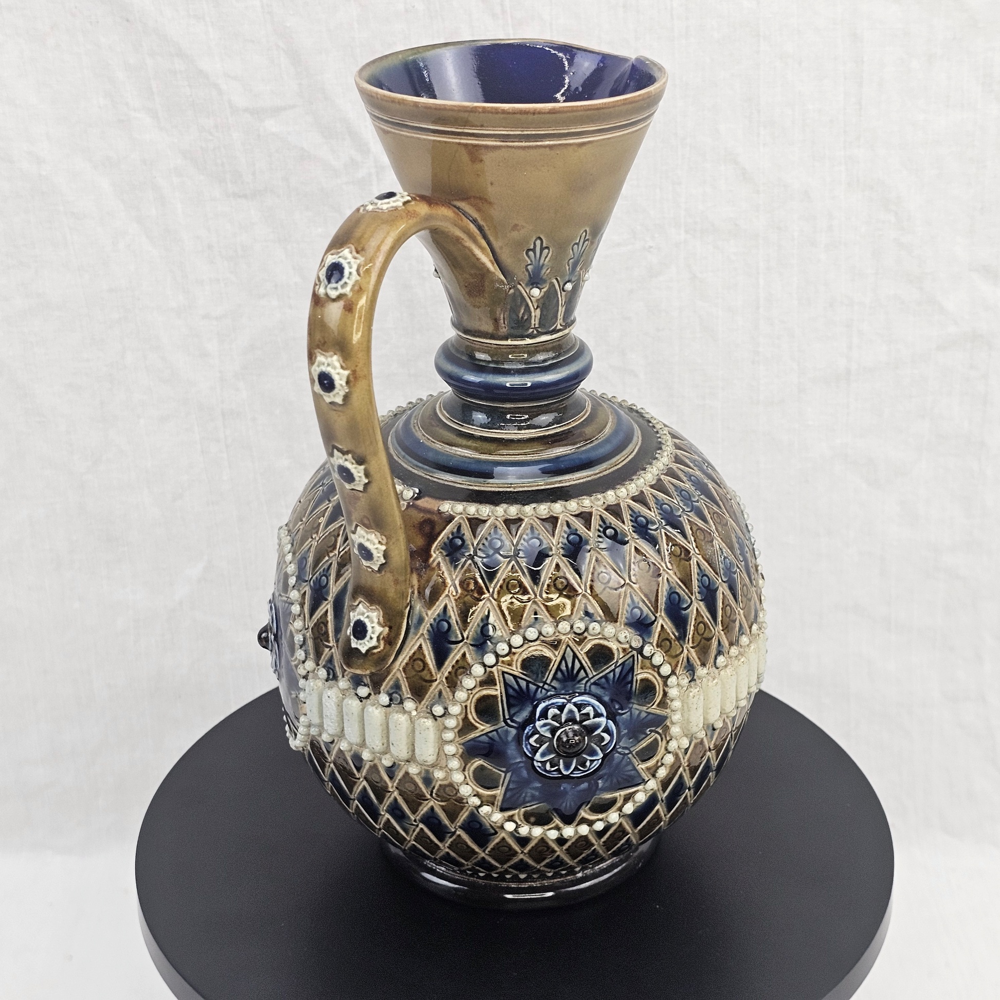 Embossed 1869-1872 Doulton Lambeth Ware Stoneware Ewer By Eliza Martin 10