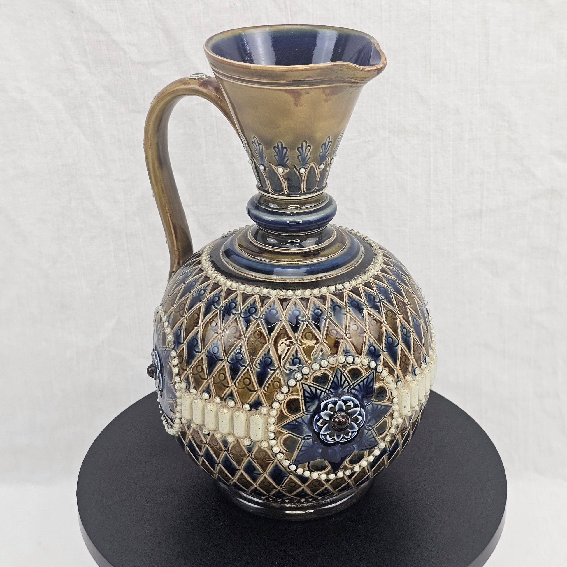 Embossed 1869-1872 Doulton Lambeth Ware Stoneware Ewer By Eliza Martin 2