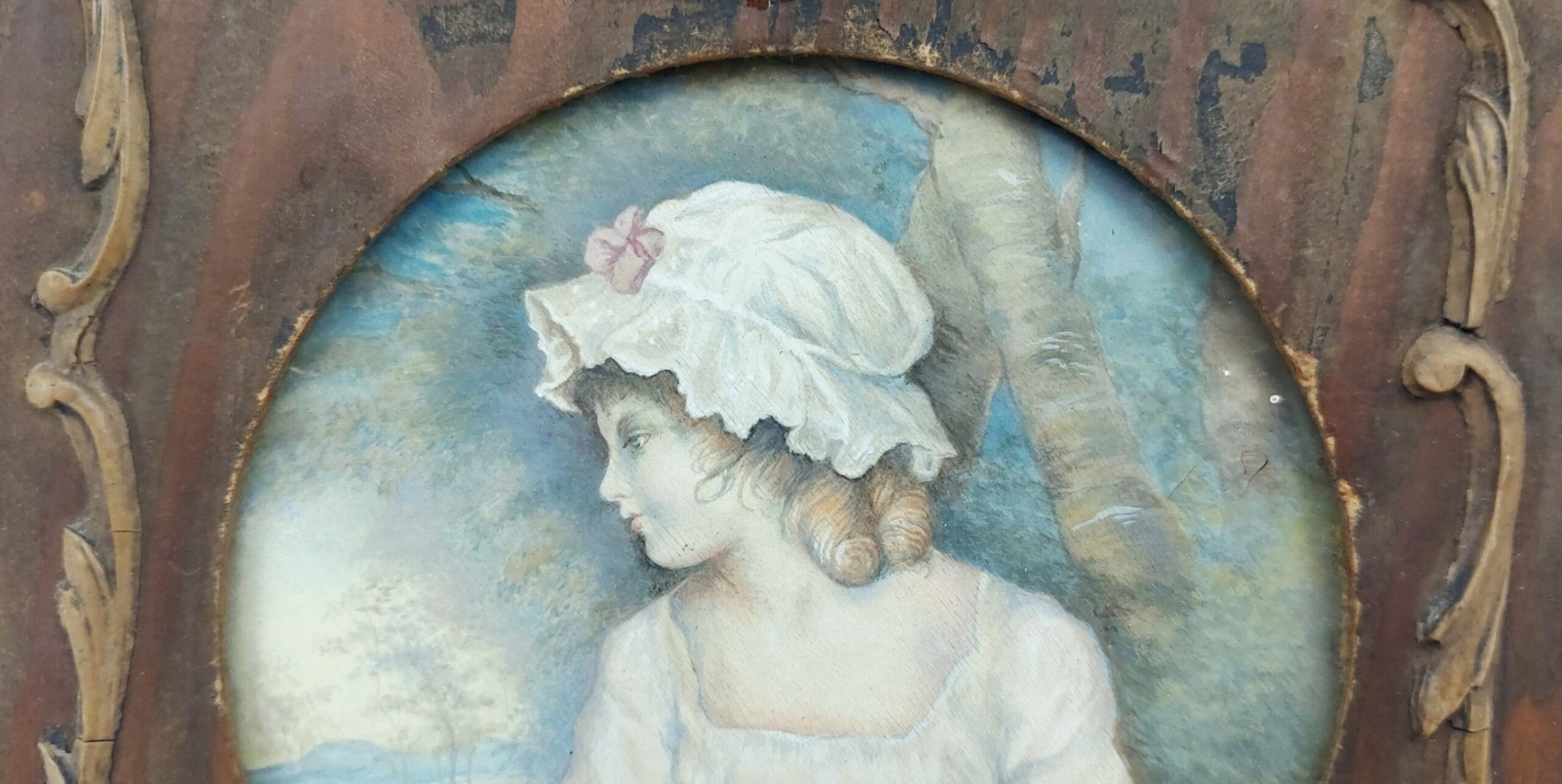 Framed Victorian Watercolour Of A Young Girl 2