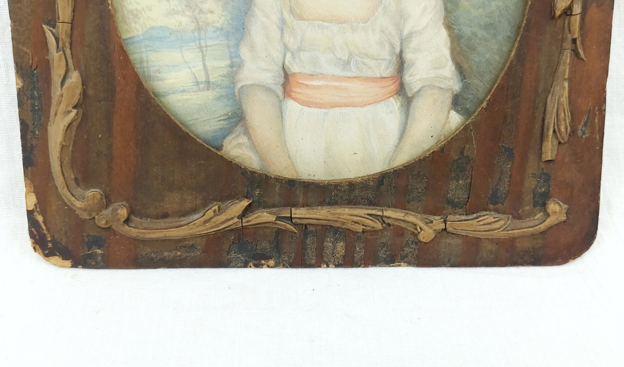 Framed Victorian Watercolour Of A Young Girl 5