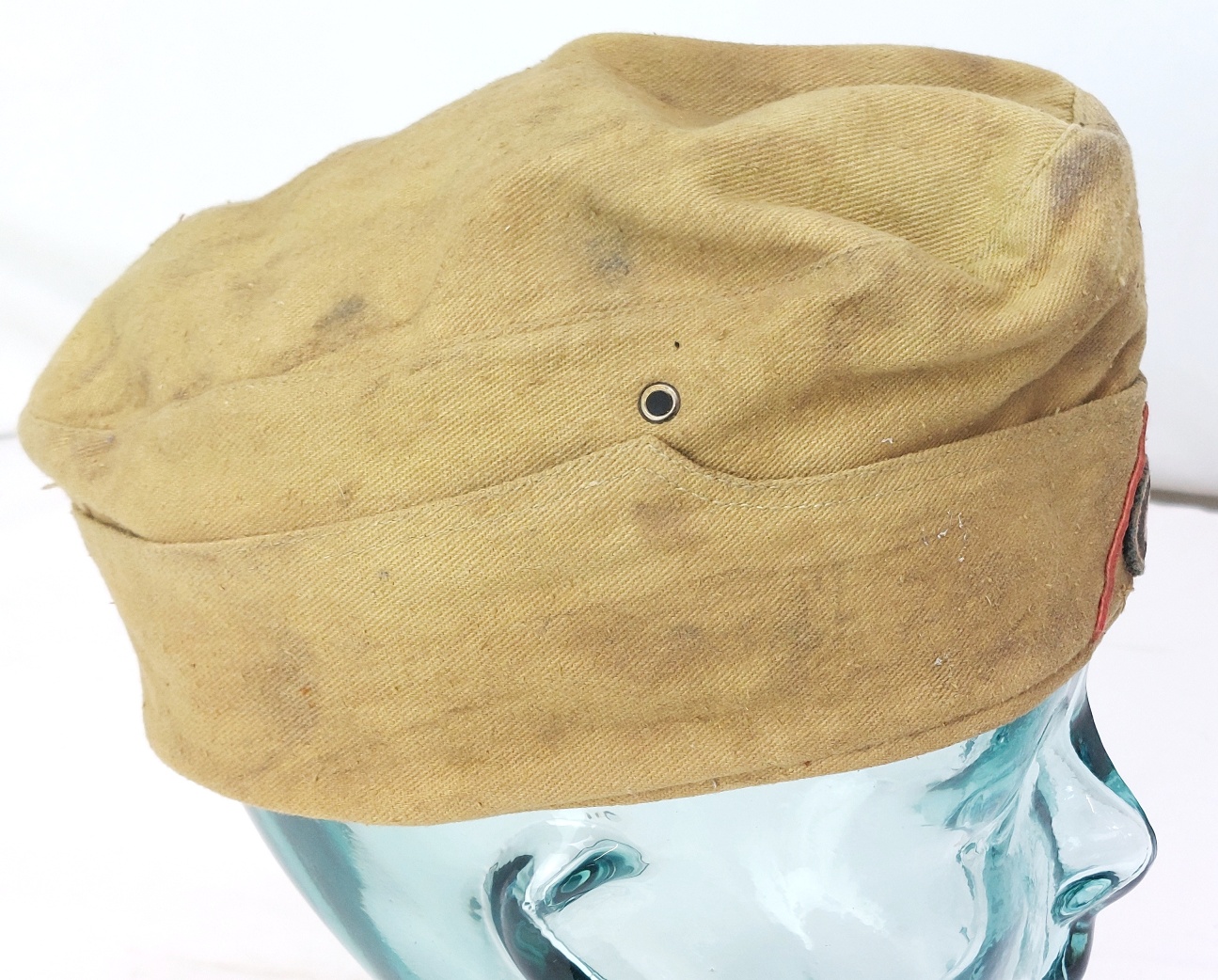 German, WW2, Deutsches Afrikakorps (DAK) Artillery Tropical Field Cap (M40 Feldmütze), Denazified, Palm Tree Marked, Size 55 & Dated 1942 - Image 5
