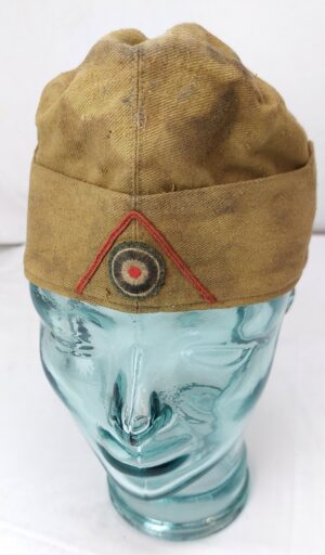 German, WW2, Deutsches Afrikakorps (DAK) Artillery Tropical Field Cap (M40 Feldmütze), Denazified, Palm Tree Marked, Size 55 & Dated 1942